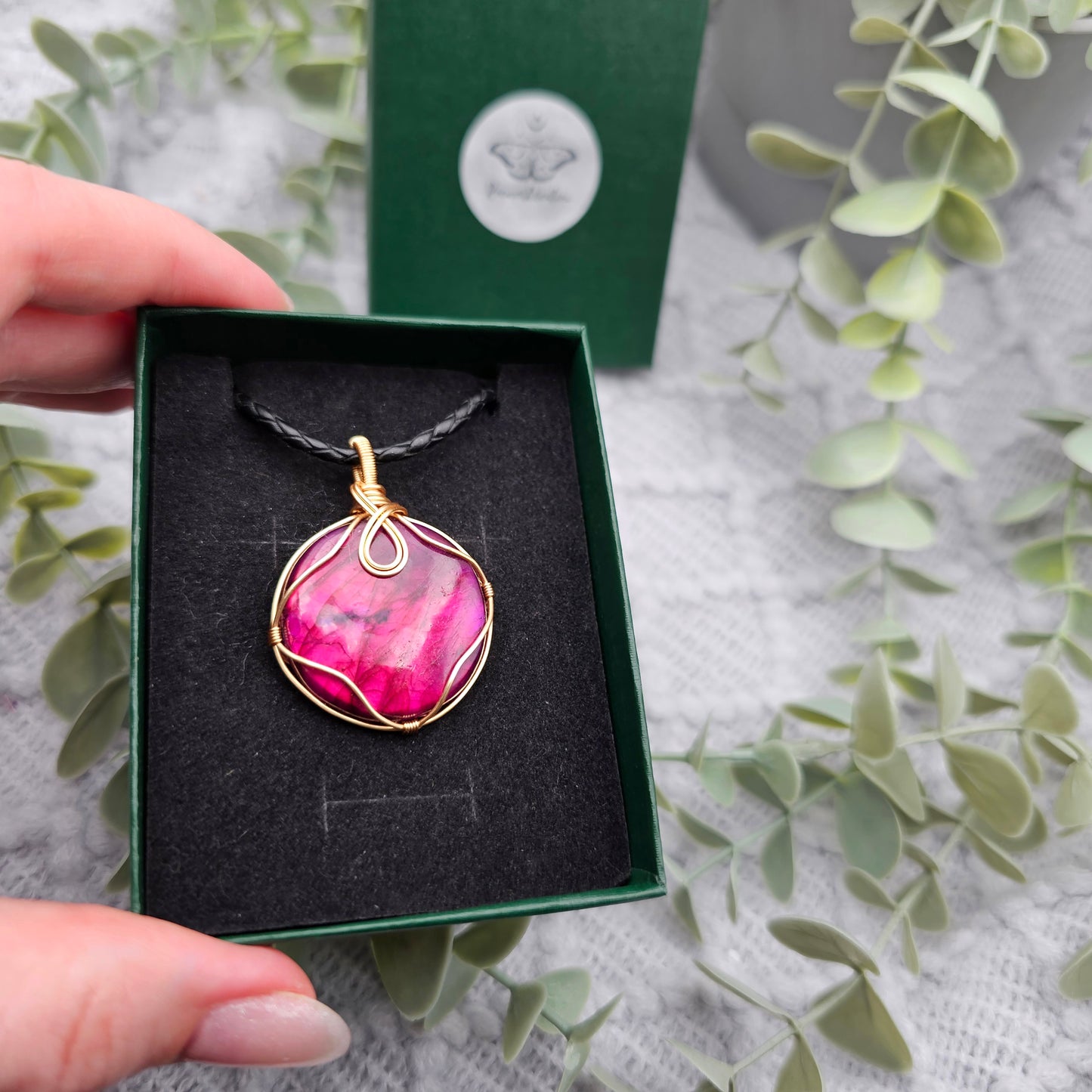 Labradorit behandelt Anhänger | Schmuckdraht | Edelstein Halskette