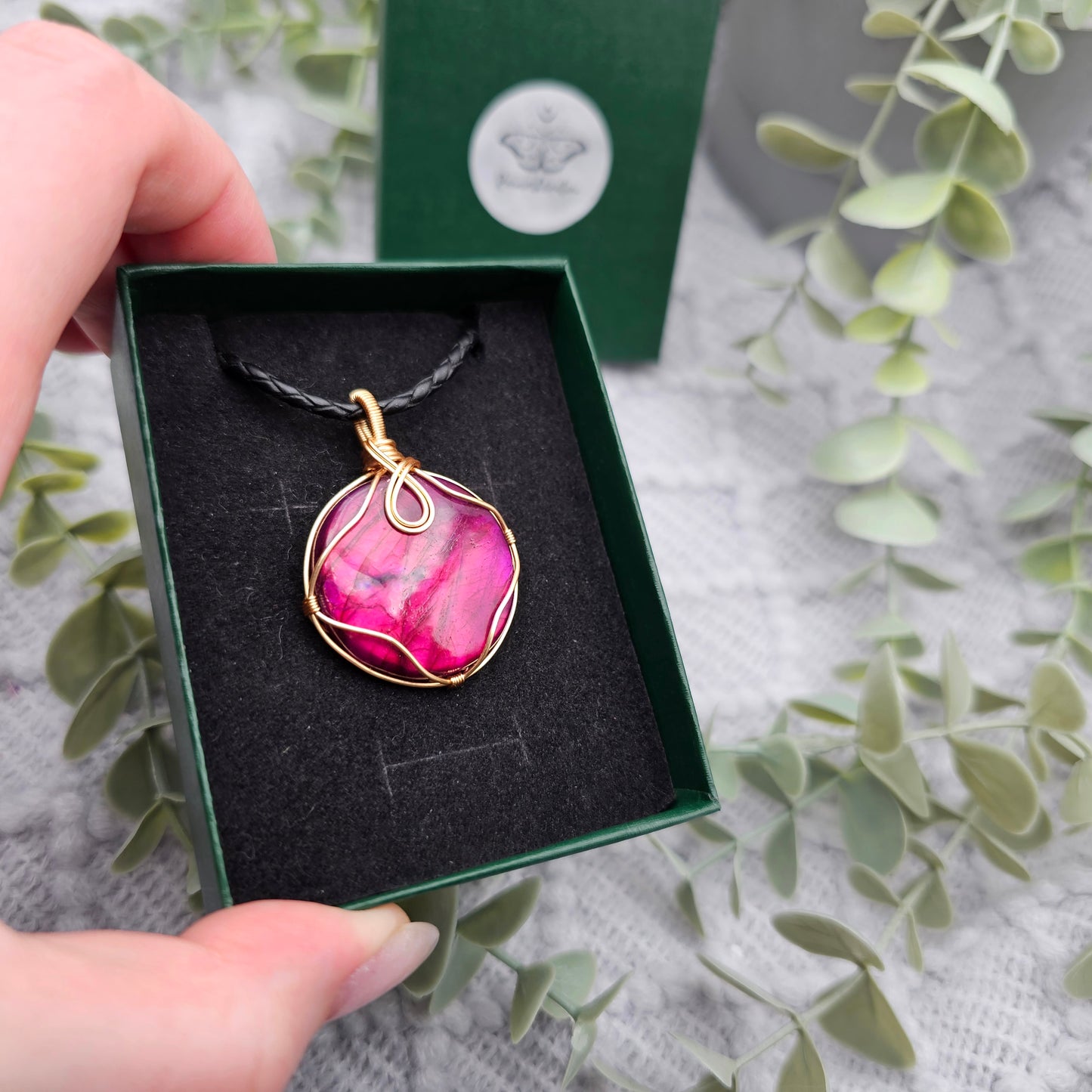 Labradorit behandelt Anhänger | Schmuckdraht | Edelstein Halskette