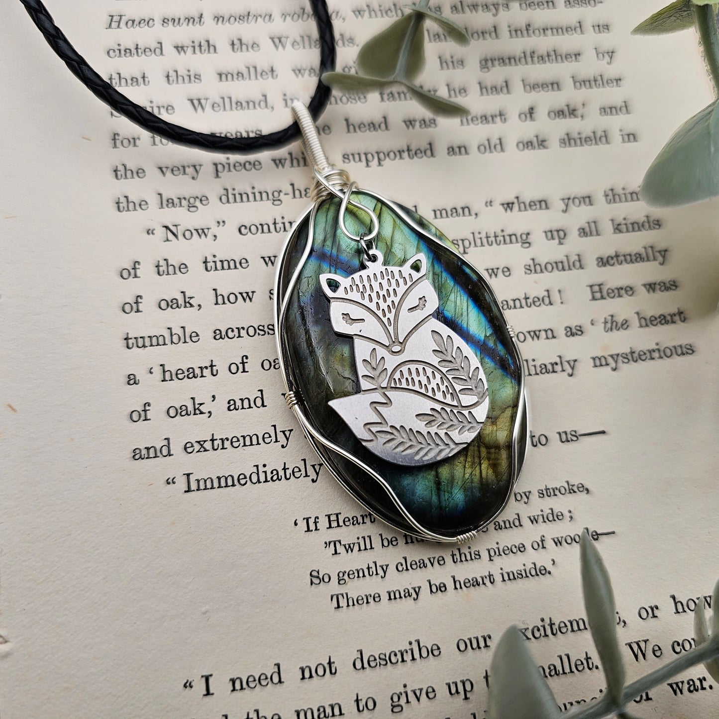 Labradorite & Fox Pendant | Jewelry Wire | Gemstone Necklace
