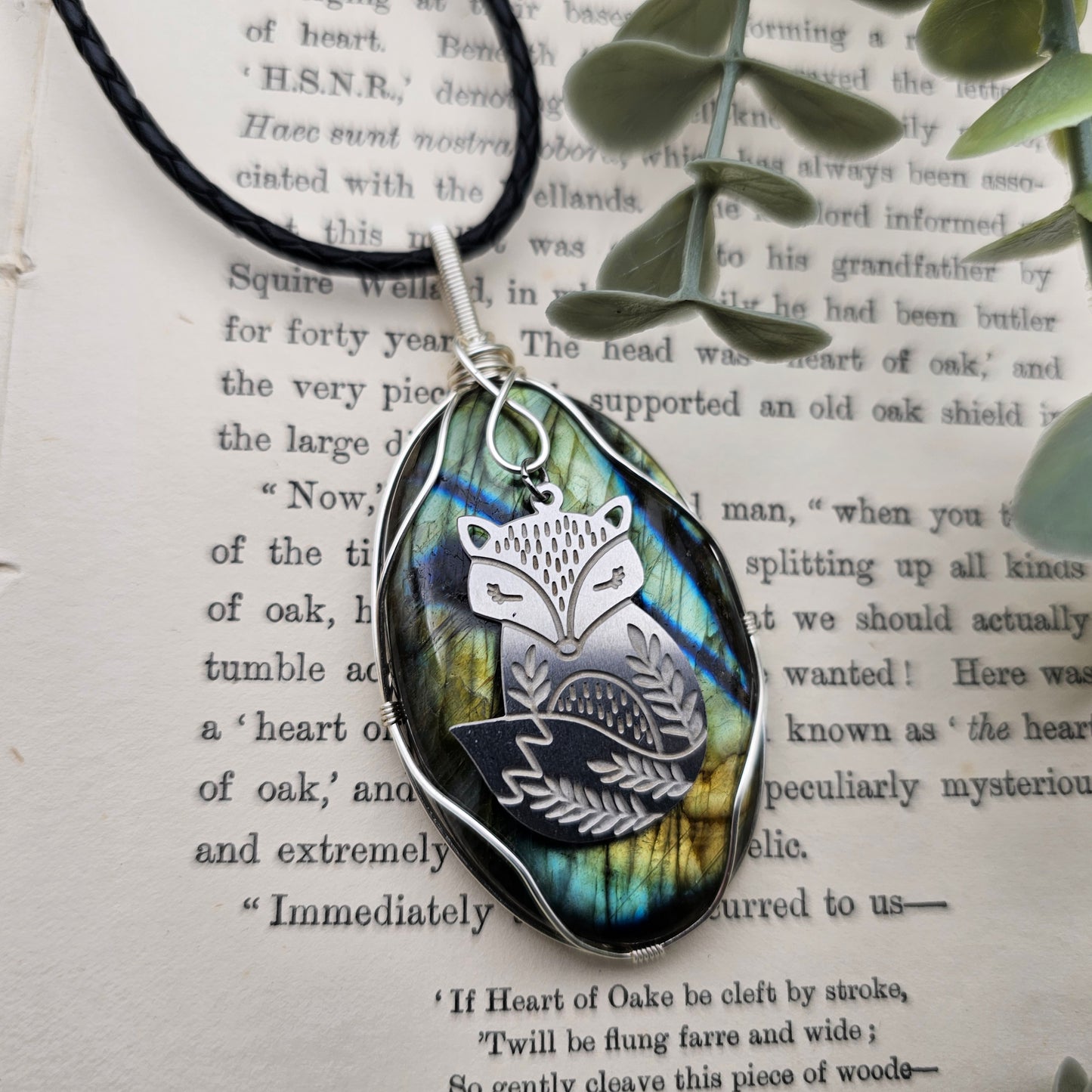 Labradorite & Fox Pendant | Jewelry Wire | Gemstone Necklace