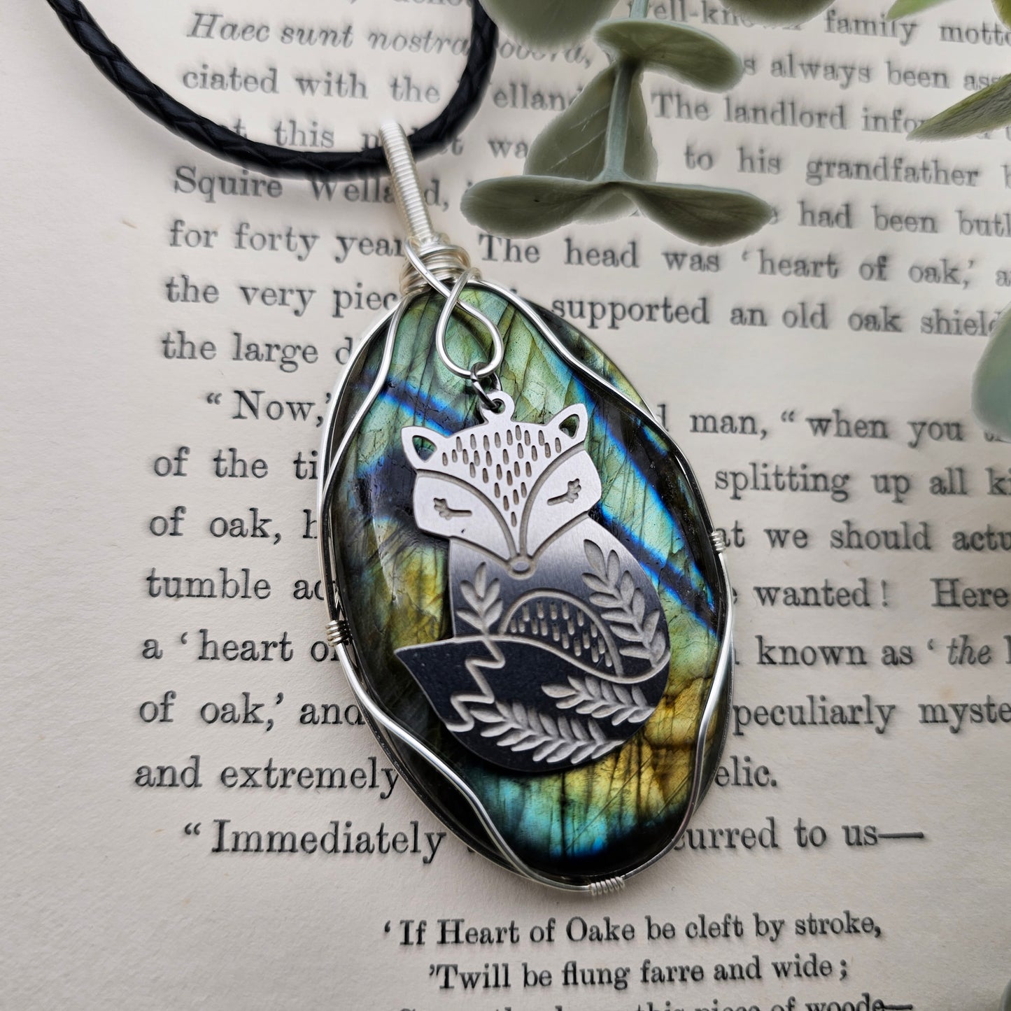 Labradorite & Fox Pendant | Jewelry Wire | Gemstone Necklace