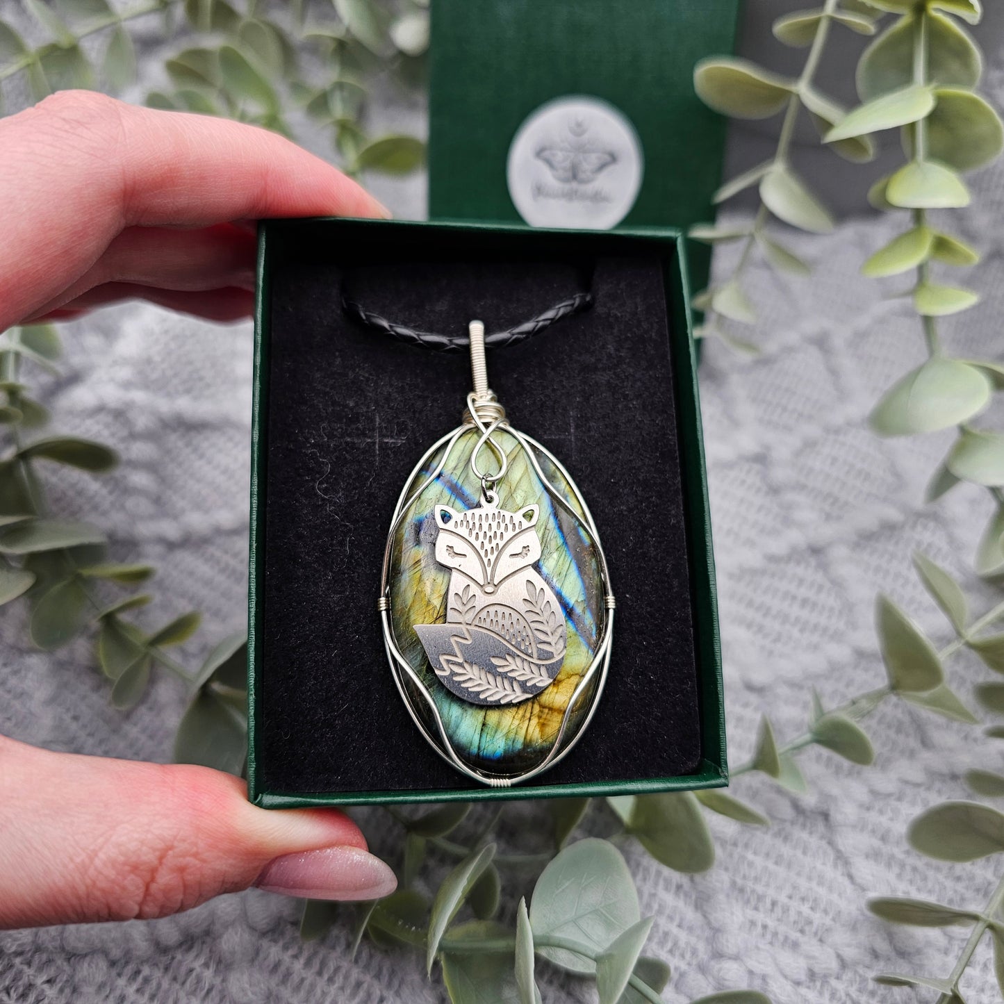Labradorite & Fox Pendant | Jewelry Wire | Gemstone Necklace
