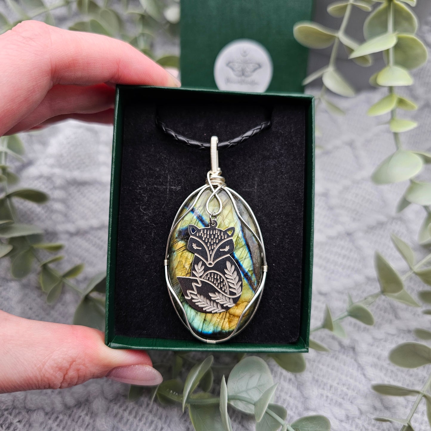 Labradorite & Fox Pendant | Jewelry Wire | Gemstone Necklace