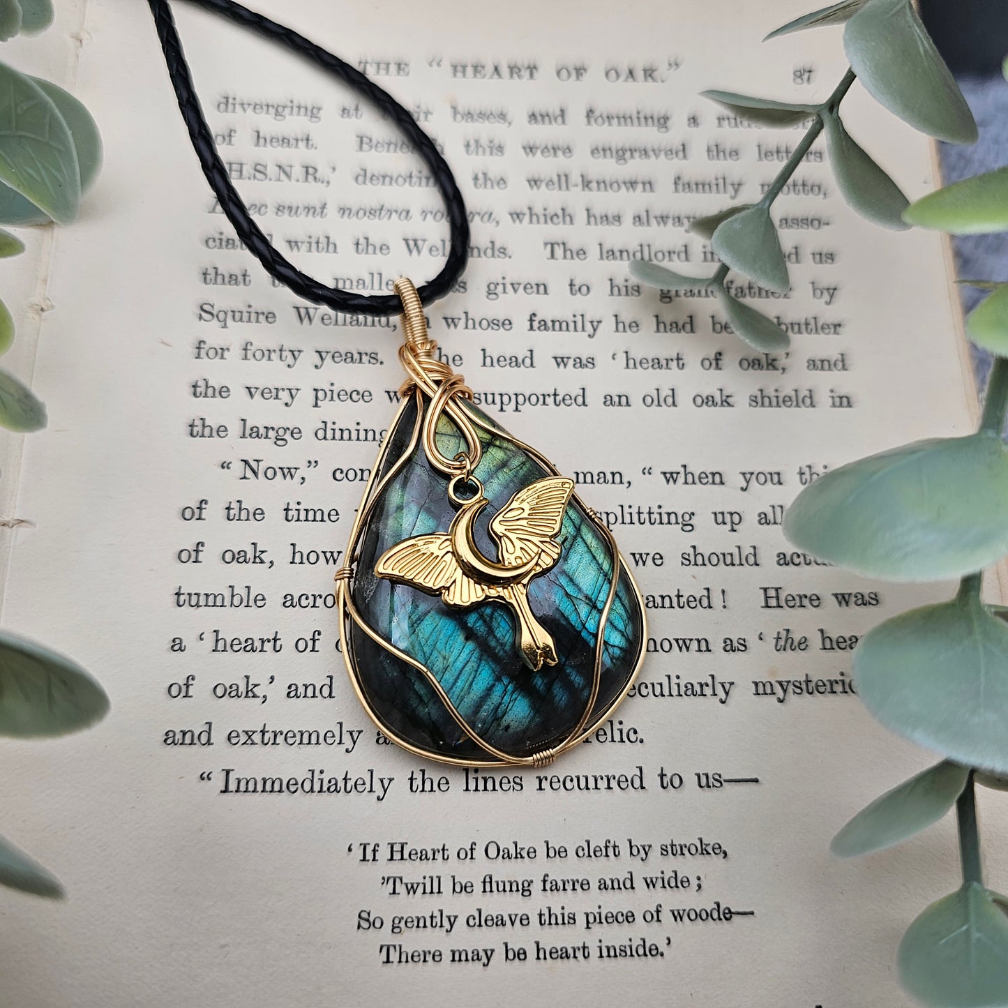 Labradorite & Moth Pendant | Jewellery Wire | Gemstone Necklace