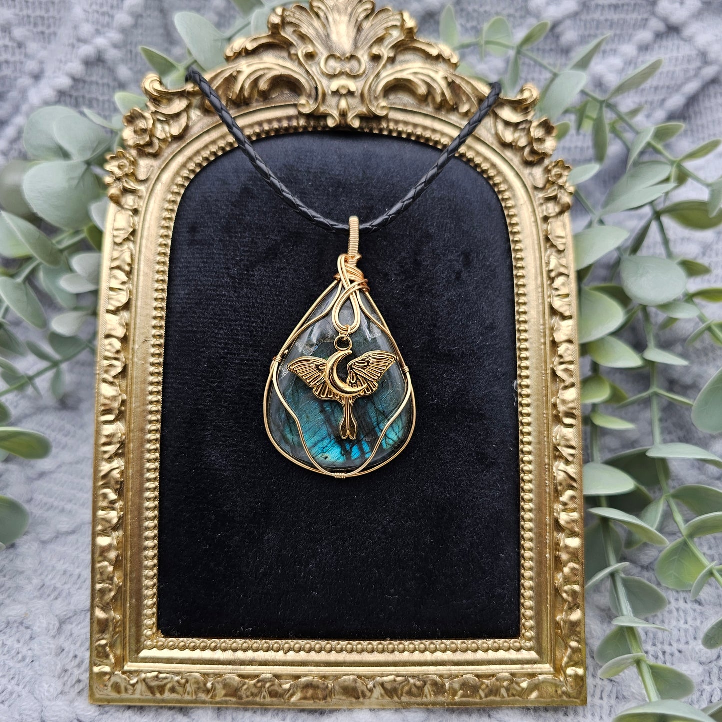 Labradorit & Motte Anhänger | Schmuckdraht | Edelstein Halskette