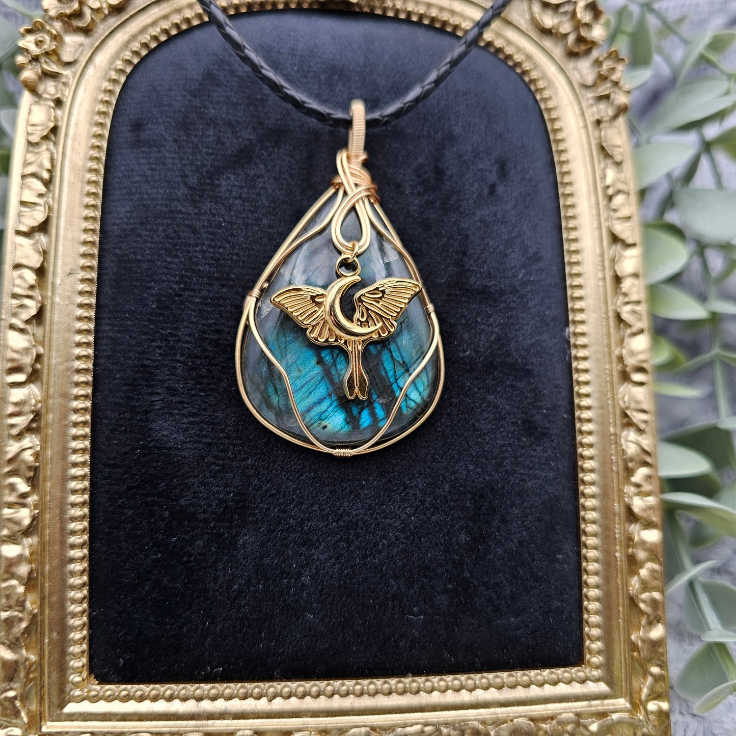Labradorite & Moth Pendant | Jewellery Wire | Gemstone Necklace