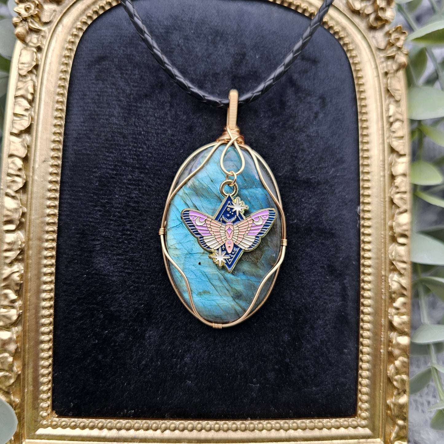 Labradorit & Motte Anhänger | Schmuckdraht | Edelstein Halskette