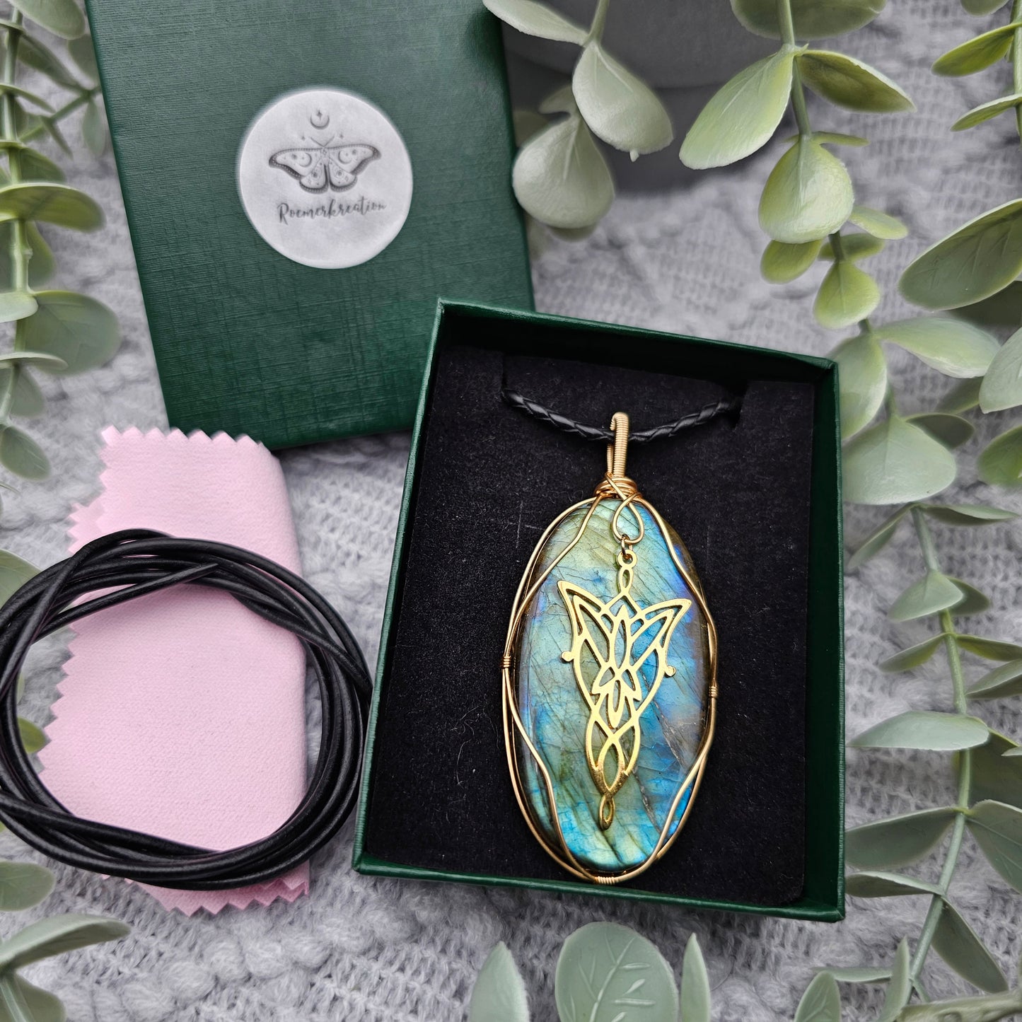 Labradorit & Abendstern Anhänger | Schmuckdraht | Edelstein Halskette