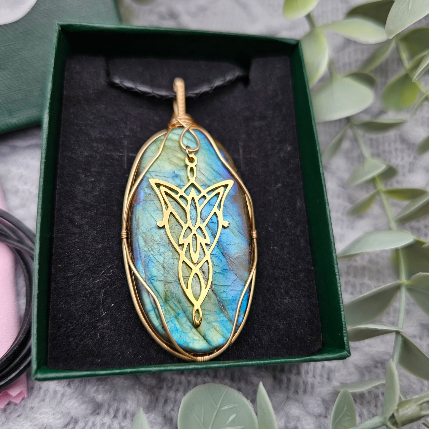 Labradorit & Abendstern Anhänger | Schmuckdraht | Edelstein Halskette