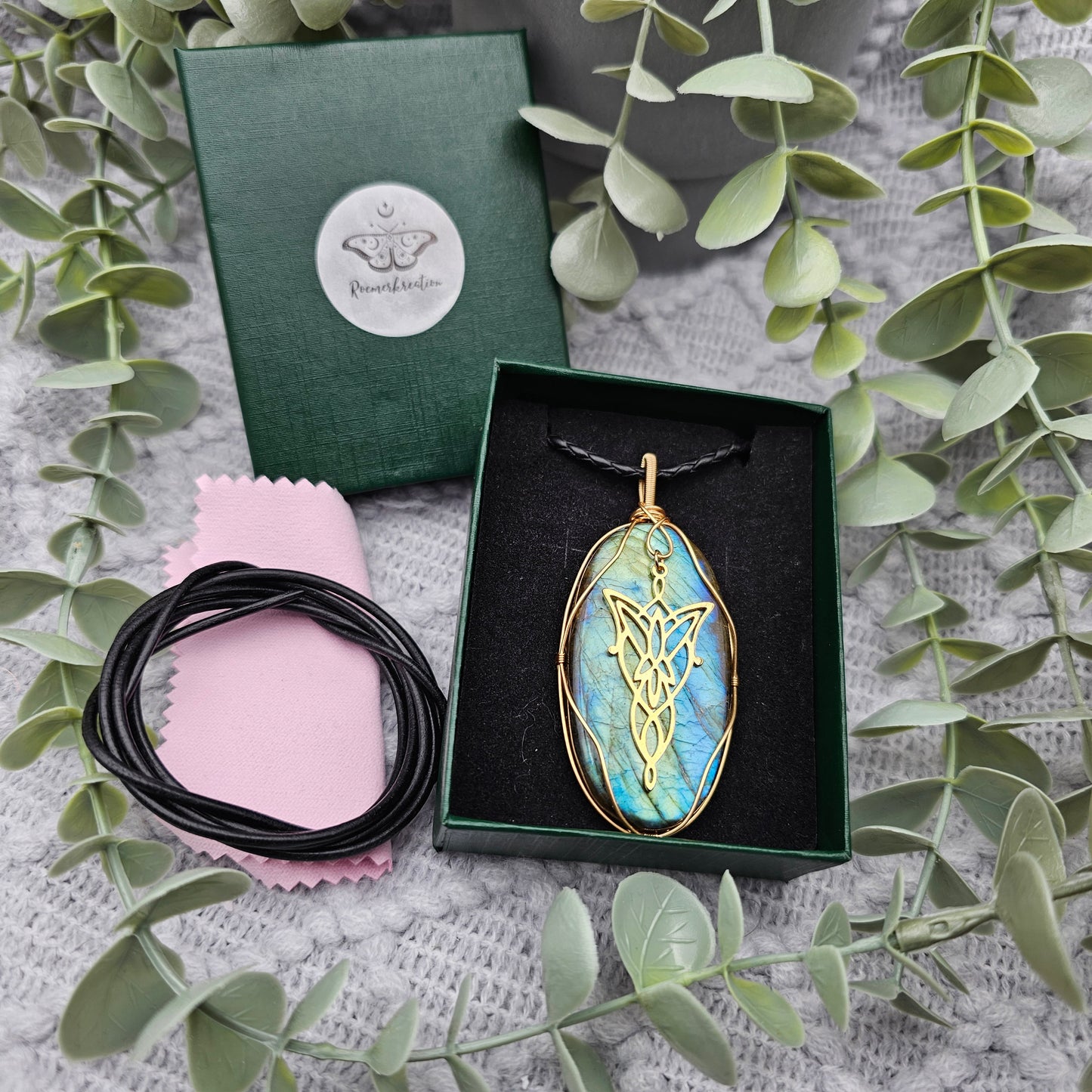 Labradorit & Abendstern Anhänger | Schmuckdraht | Edelstein Halskette