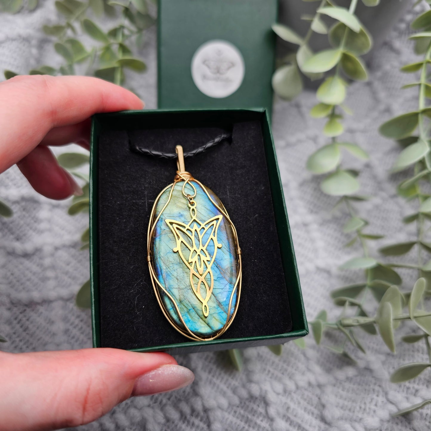 Labradorit & Abendstern Anhänger | Schmuckdraht | Edelstein Halskette