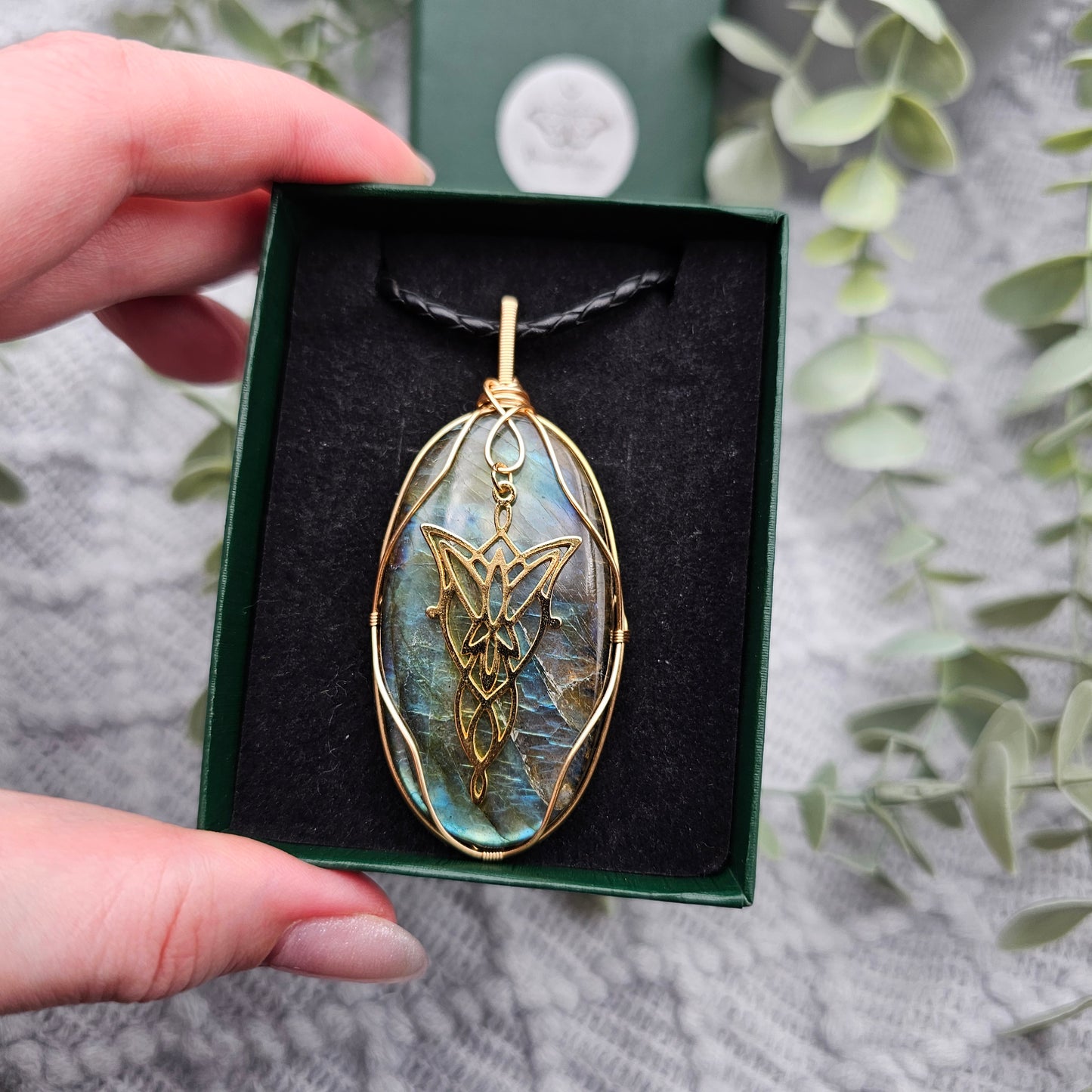 Labradorit & Abendstern Anhänger | Schmuckdraht | Edelstein Halskette