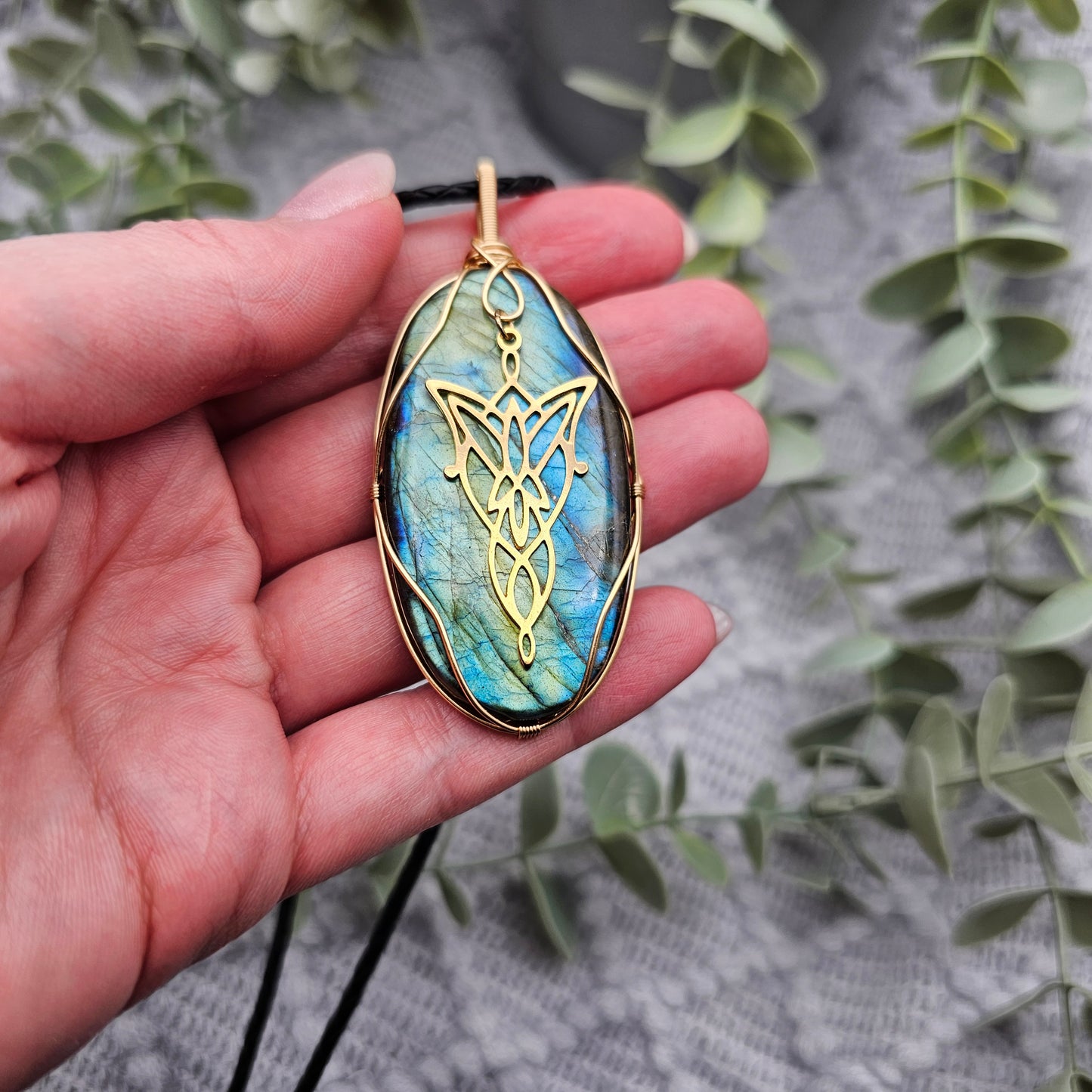 Labradorit & Abendstern Anhänger | Schmuckdraht | Edelstein Halskette