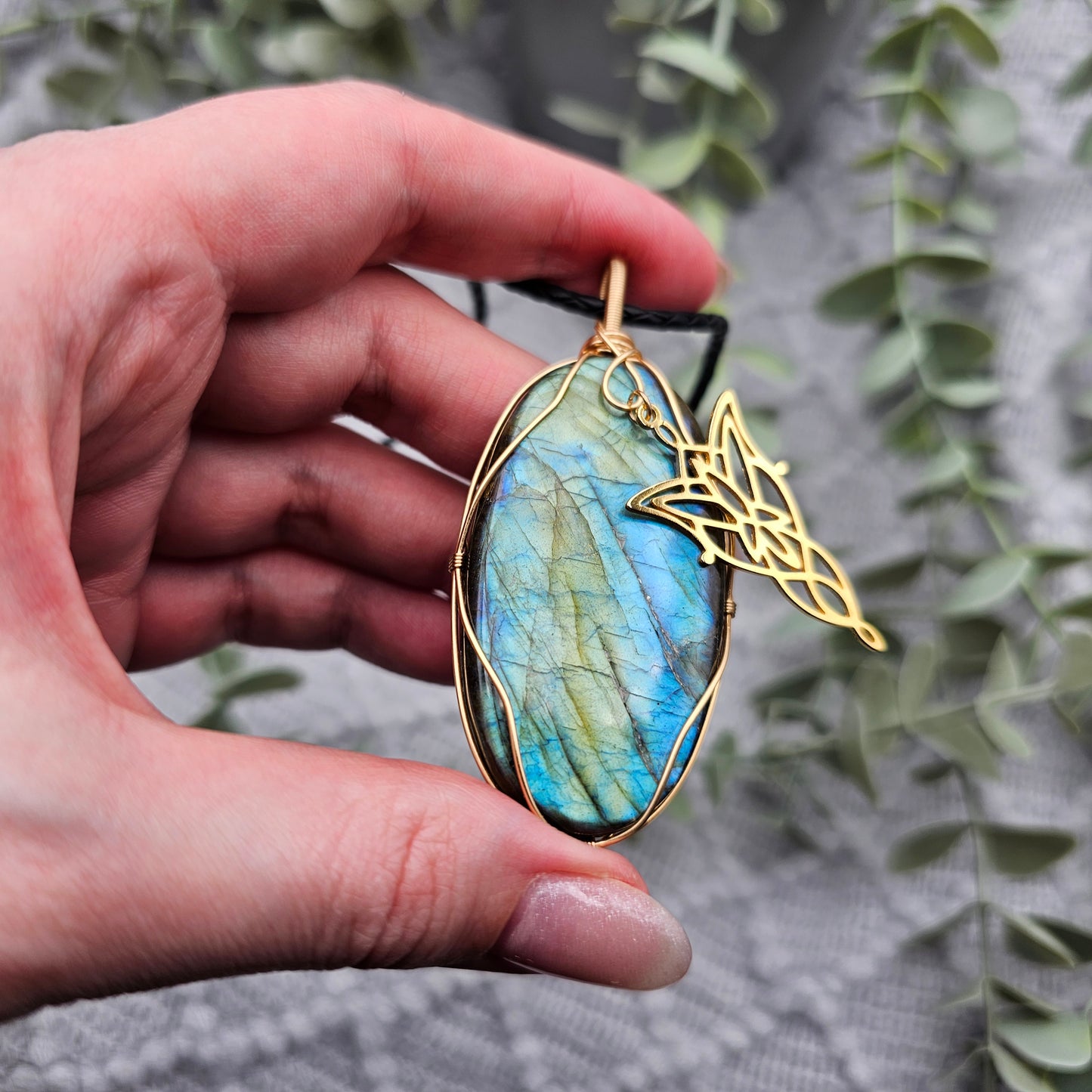 Labradorit & Abendstern Anhänger | Schmuckdraht | Edelstein Halskette