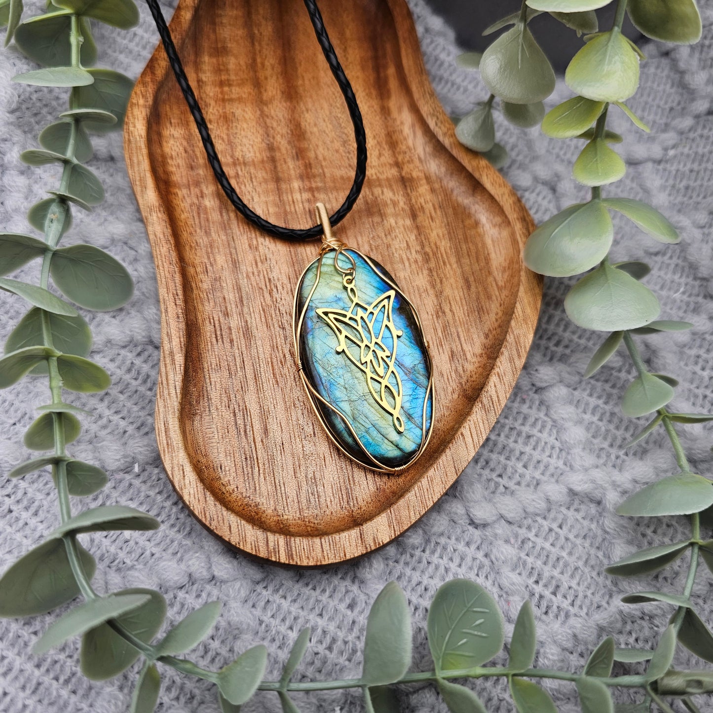 Labradorit & Abendstern Anhänger | Schmuckdraht | Edelstein Halskette