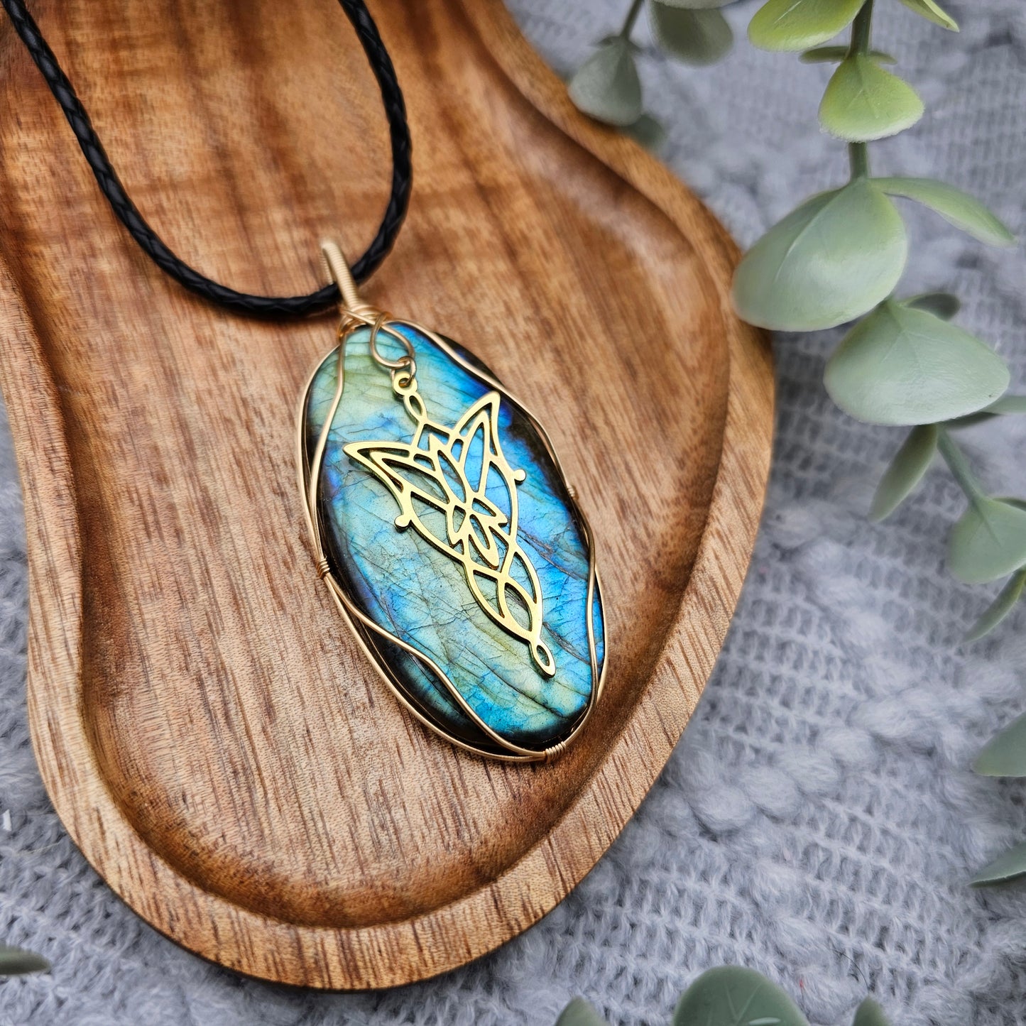 Labradorit & Abendstern Anhänger | Schmuckdraht | Edelstein Halskette