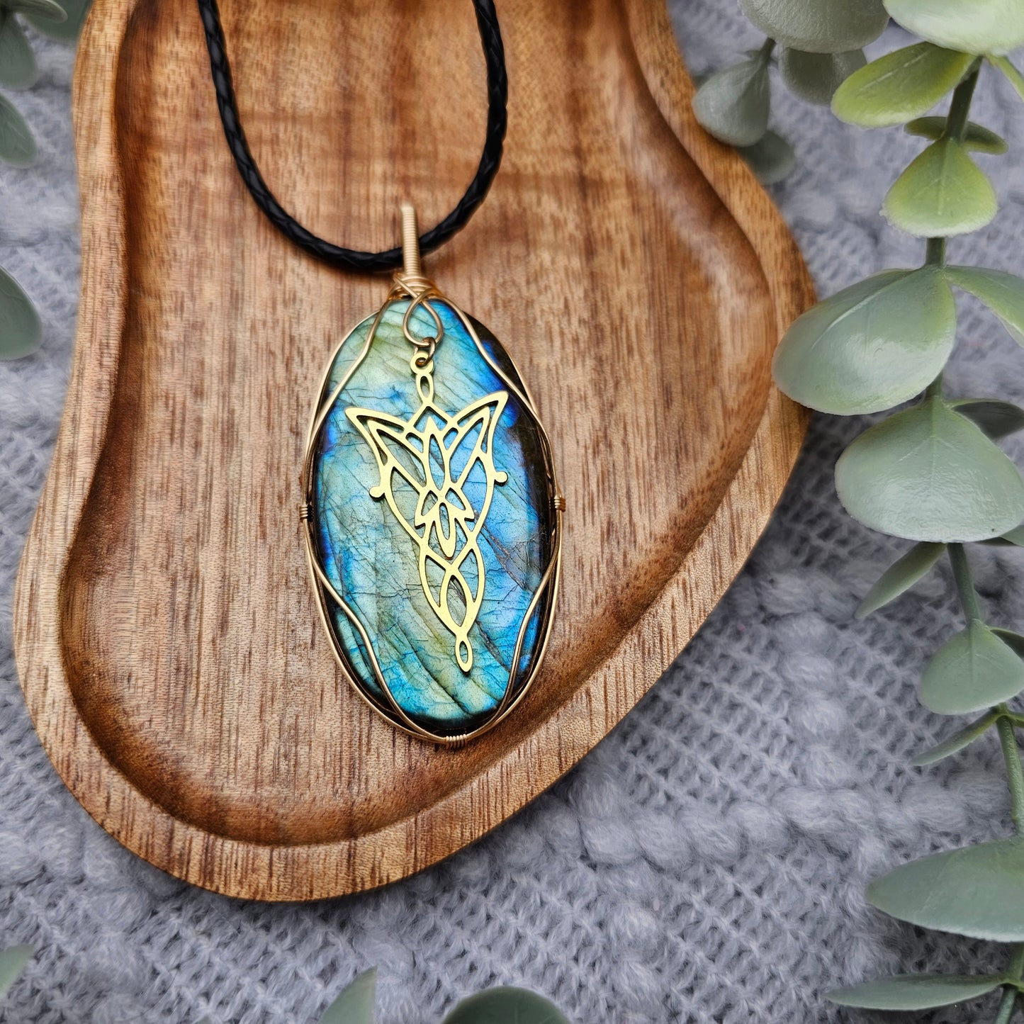 Labradorit & Abendstern Anhänger | Schmuckdraht | Edelstein Halskette