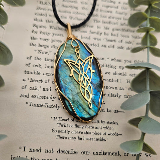 Labradorit & Abendstern Anhänger | Schmuckdraht | Edelstein Halskette