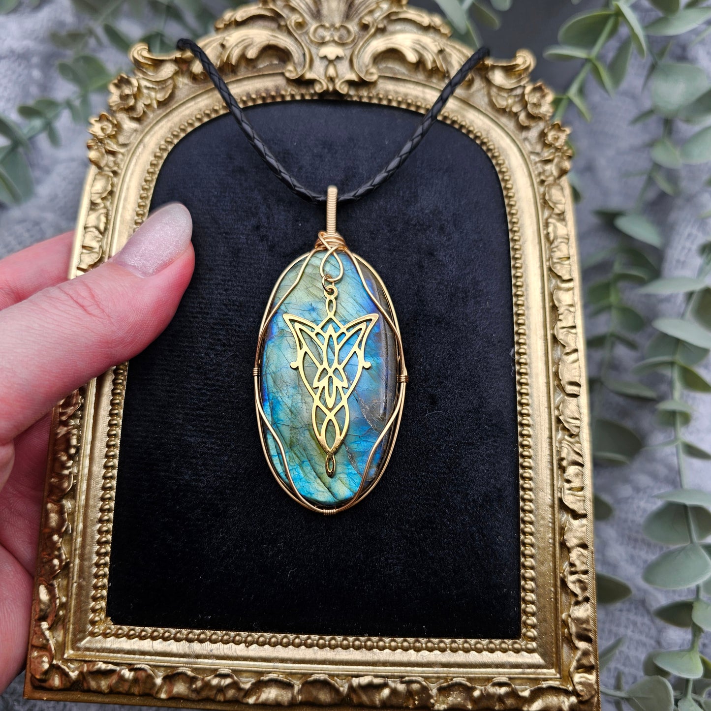 Labradorit & Abendstern Anhänger | Schmuckdraht | Edelstein Halskette