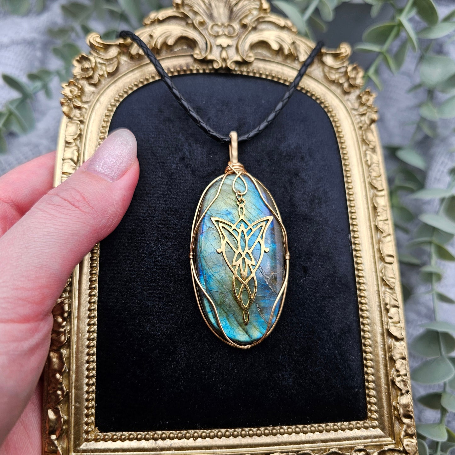 Labradorit & Abendstern Anhänger | Schmuckdraht | Edelstein Halskette