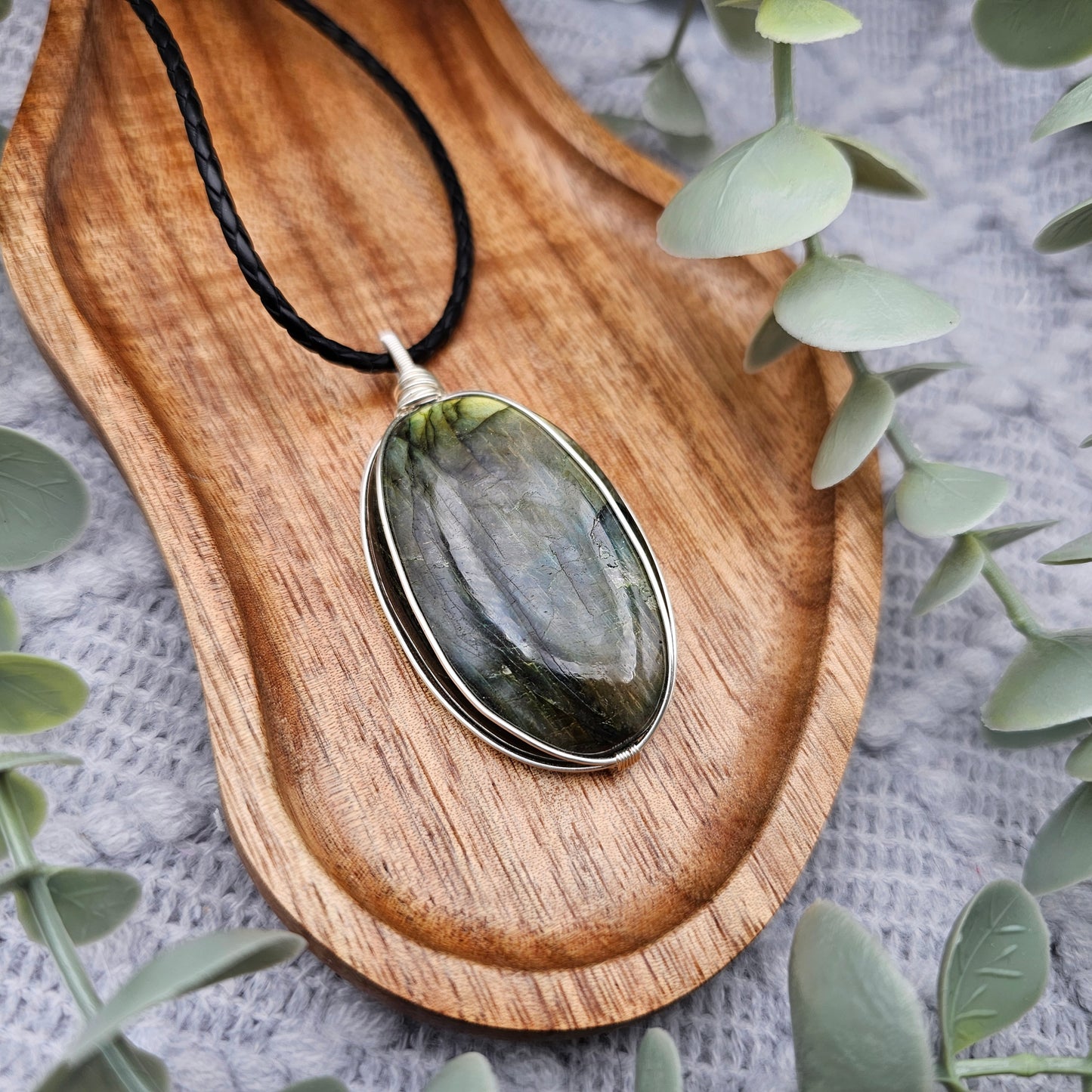 Labradorit Anhänger | Schmuckdraht | Edelstein Halskette