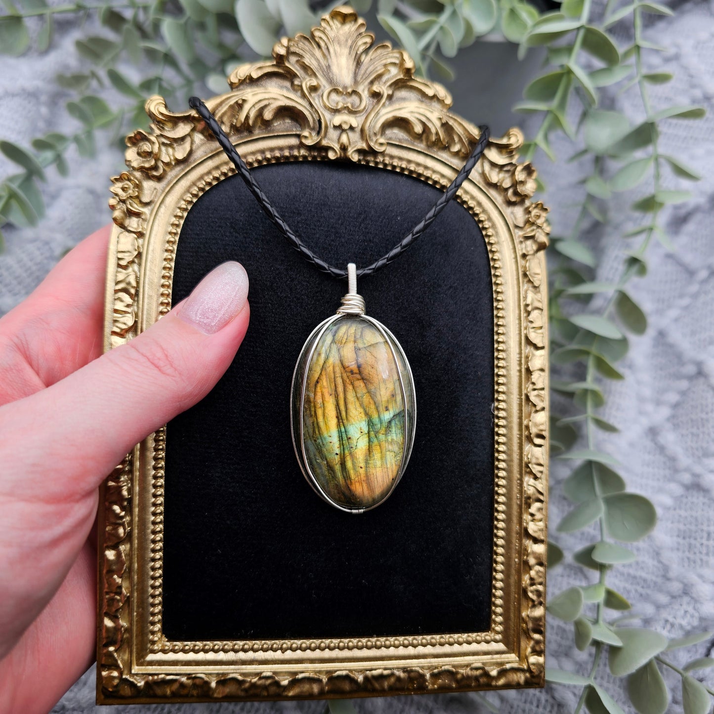 Labradorit Anhänger | Schmuckdraht | Edelstein Halskette