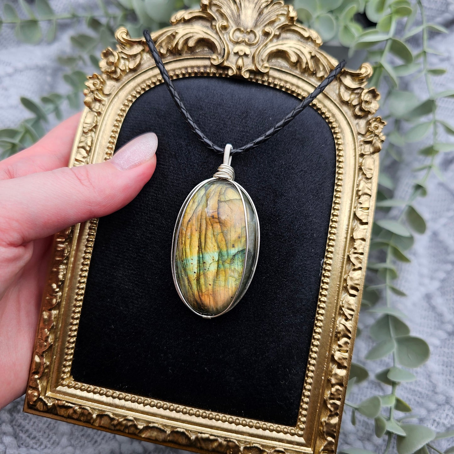 Labradorit Anhänger | Schmuckdraht | Edelstein Halskette