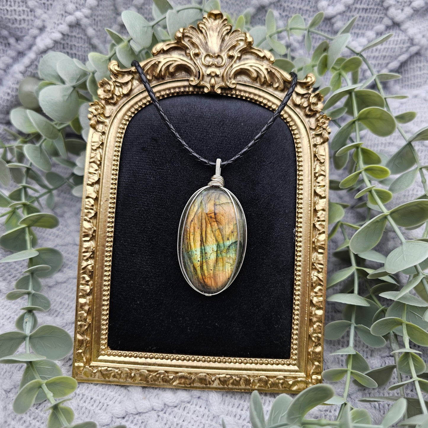 Labradorit Anhänger | Schmuckdraht | Edelstein Halskette