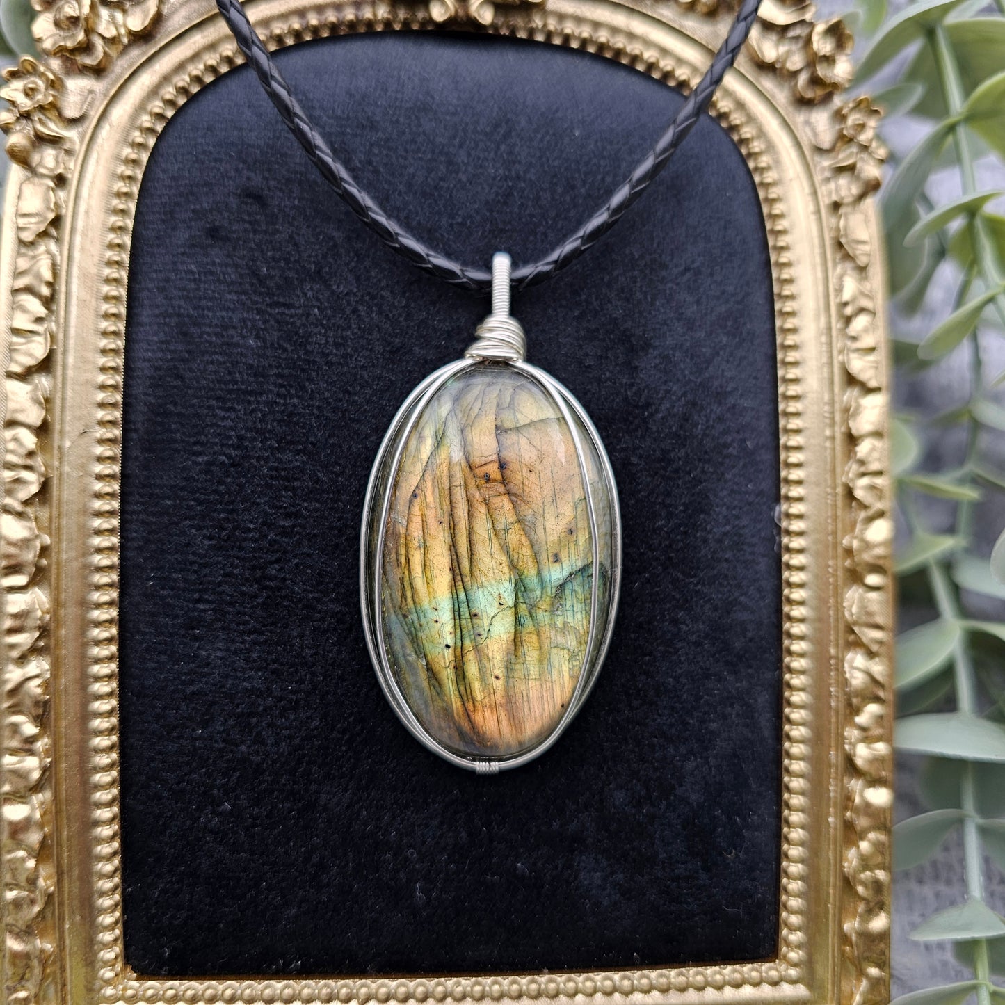 Labradorit Anhänger | Schmuckdraht | Edelstein Halskette