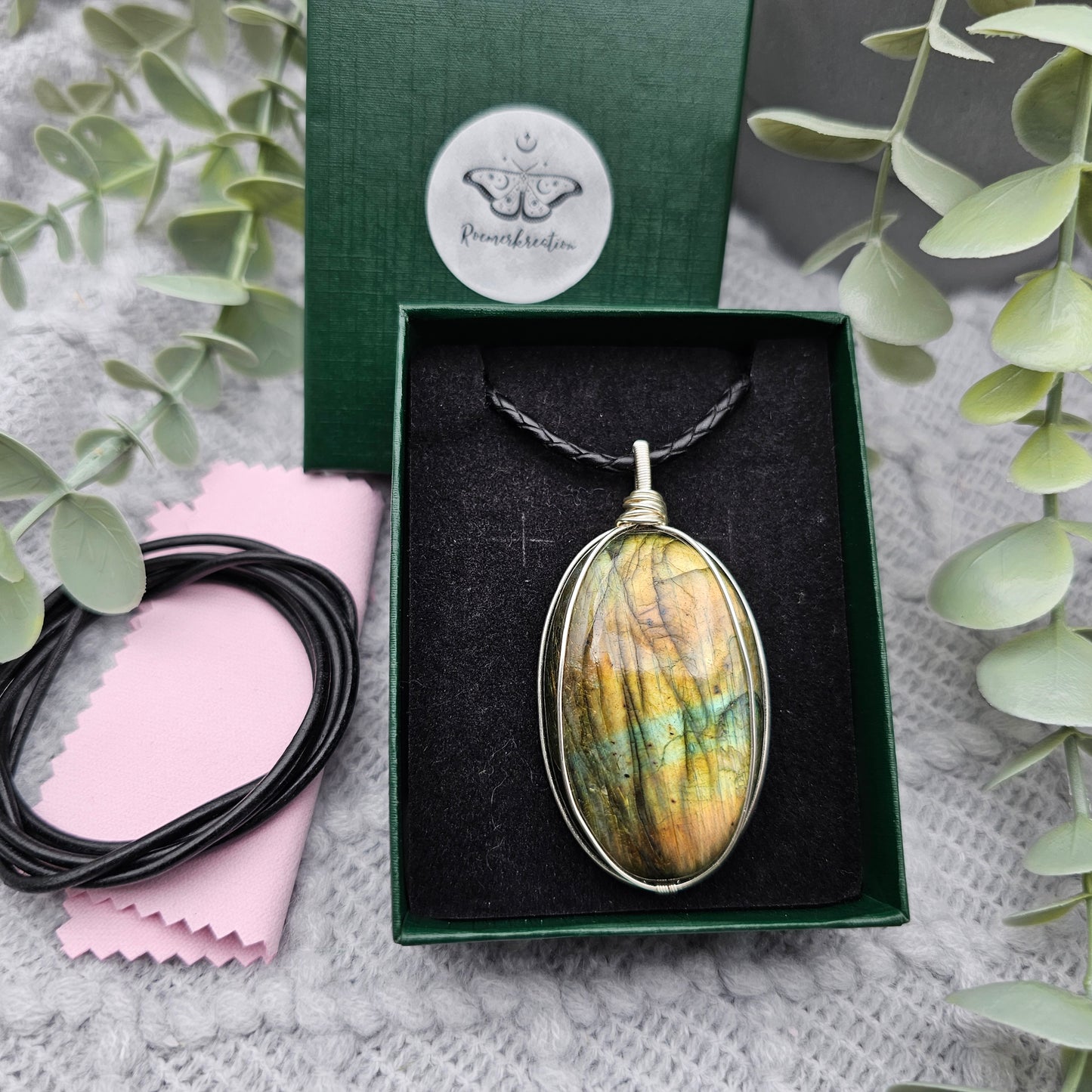 Labradorit Anhänger | Schmuckdraht | Edelstein Halskette