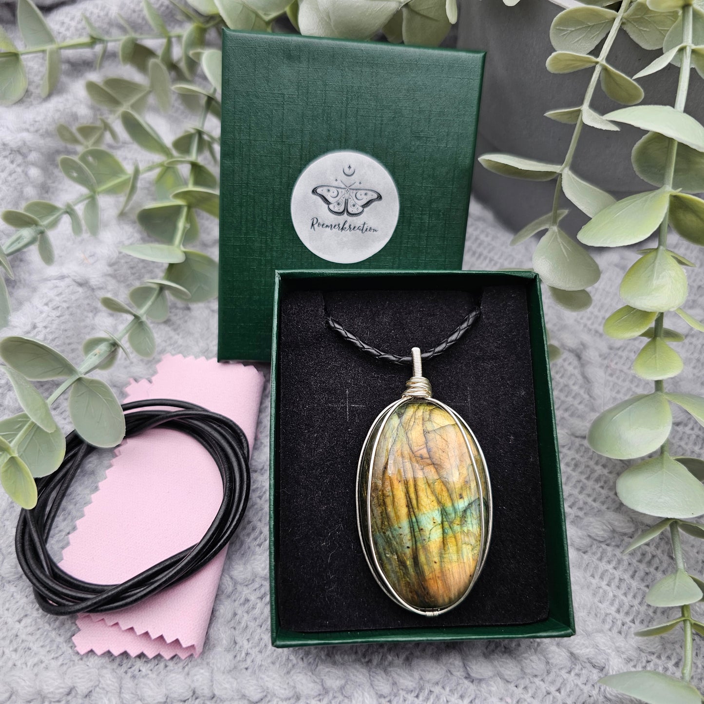 Labradorit Anhänger | Schmuckdraht | Edelstein Halskette