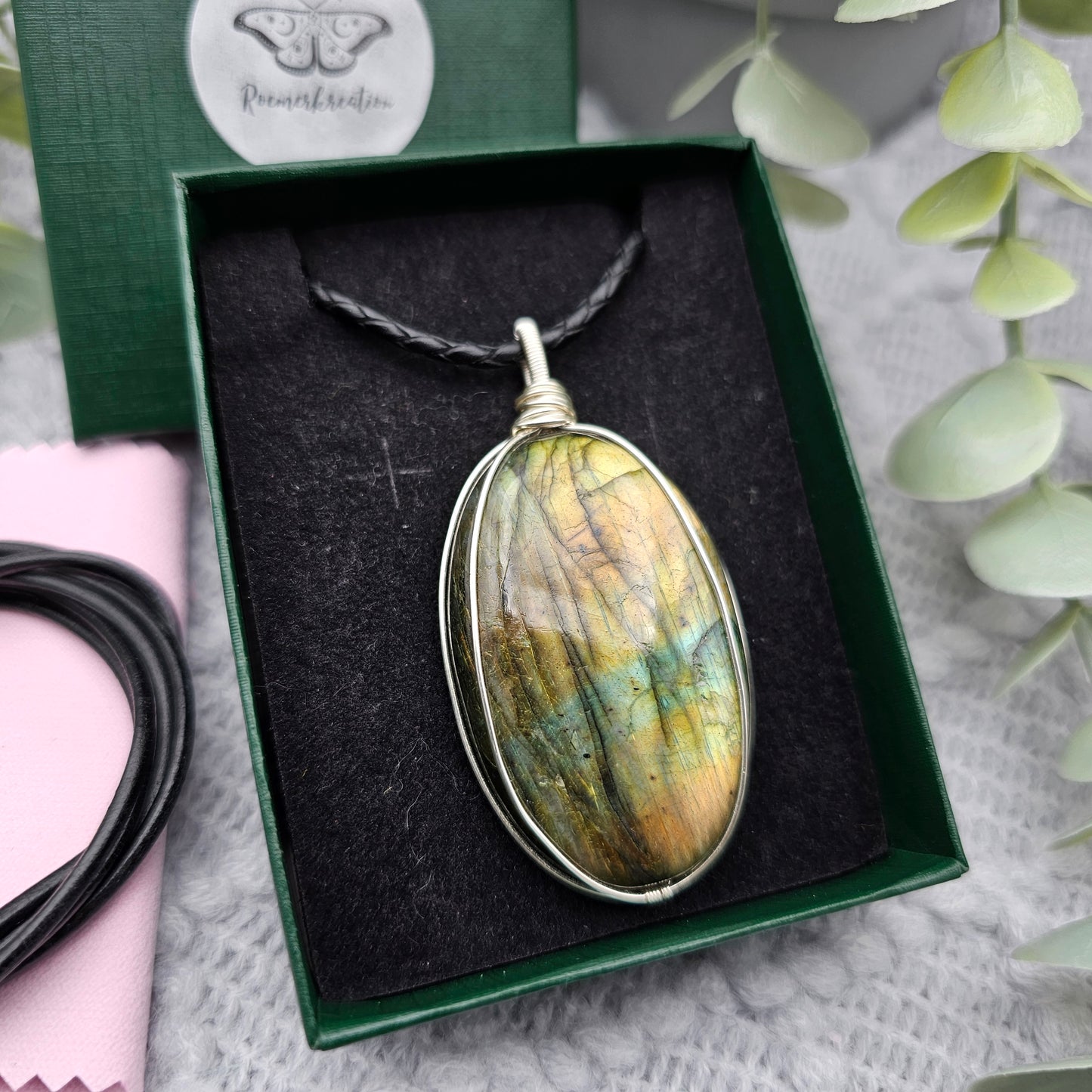 Labradorit Anhänger | Schmuckdraht | Edelstein Halskette