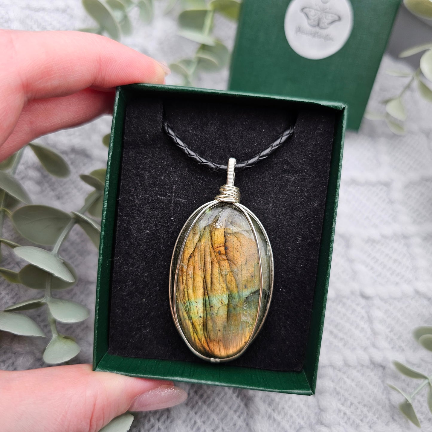 Labradorit Anhänger | Schmuckdraht | Edelstein Halskette