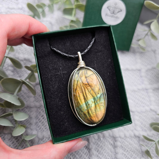 Labradorit Anhänger | Schmuckdraht | Edelstein Halskette