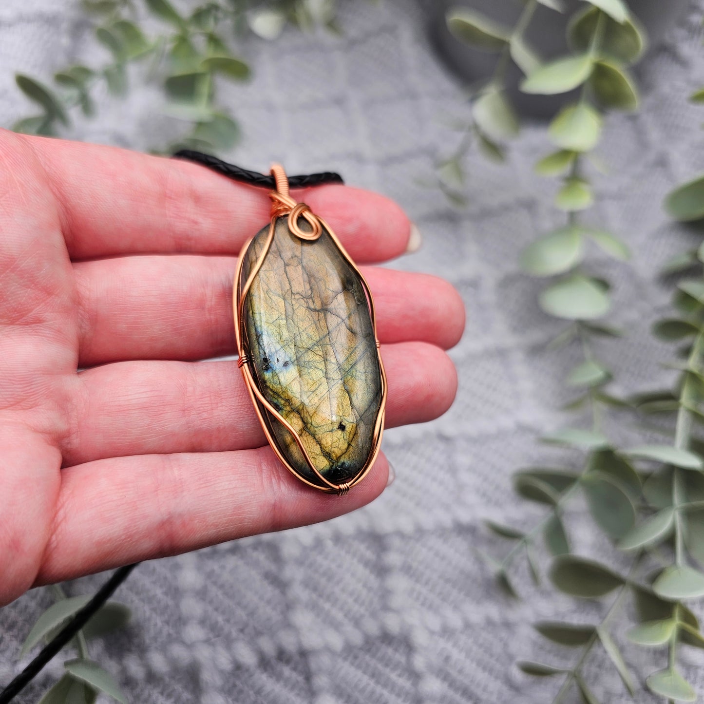 Labradorit Anhänger | Schmuckdraht | Edelstein Halskette