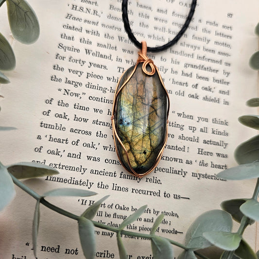 Labradorit Anhänger | Schmuckdraht | Edelstein Halskette