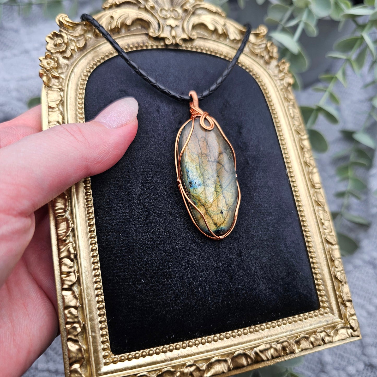 Labradorit Anhänger | Schmuckdraht | Edelstein Halskette