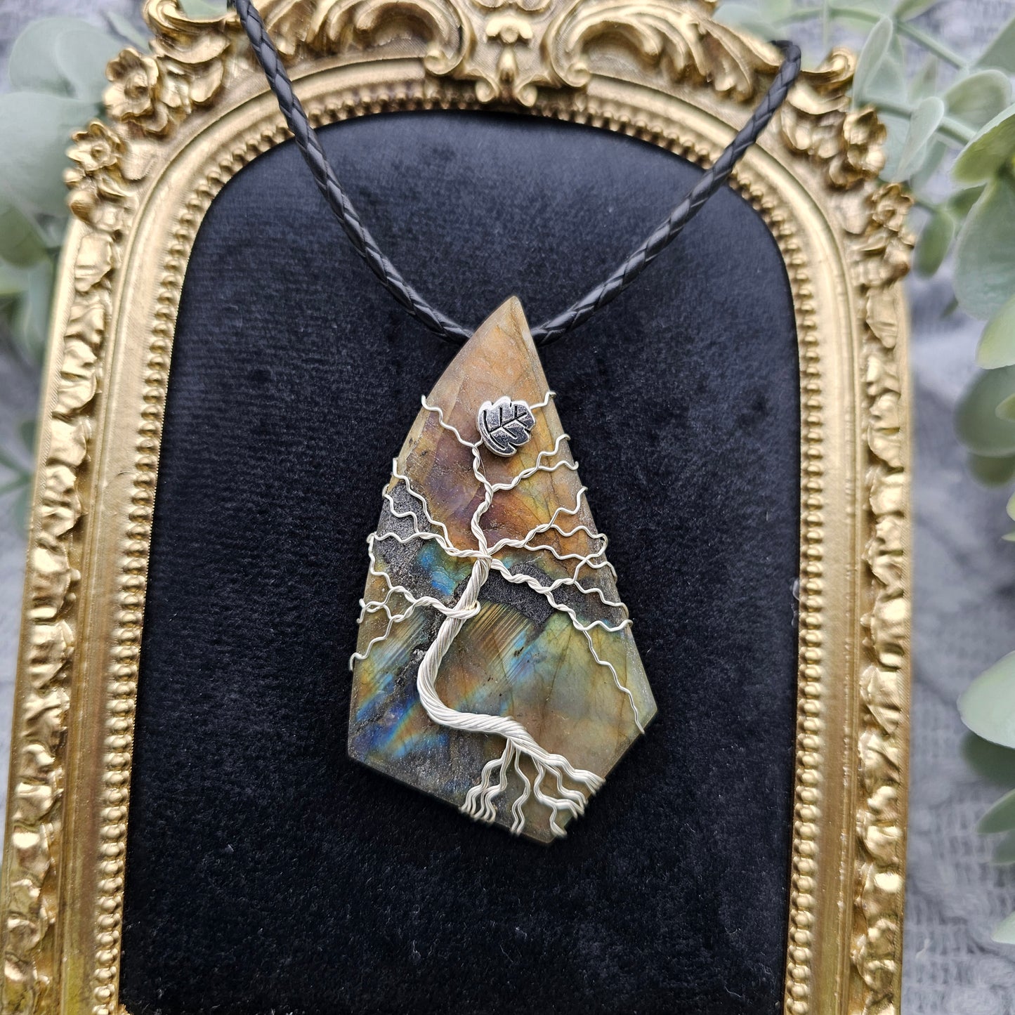 Labradorite Rough Slab Tree of Life Pendant | Jewelry Wire | Gemstone Necklace