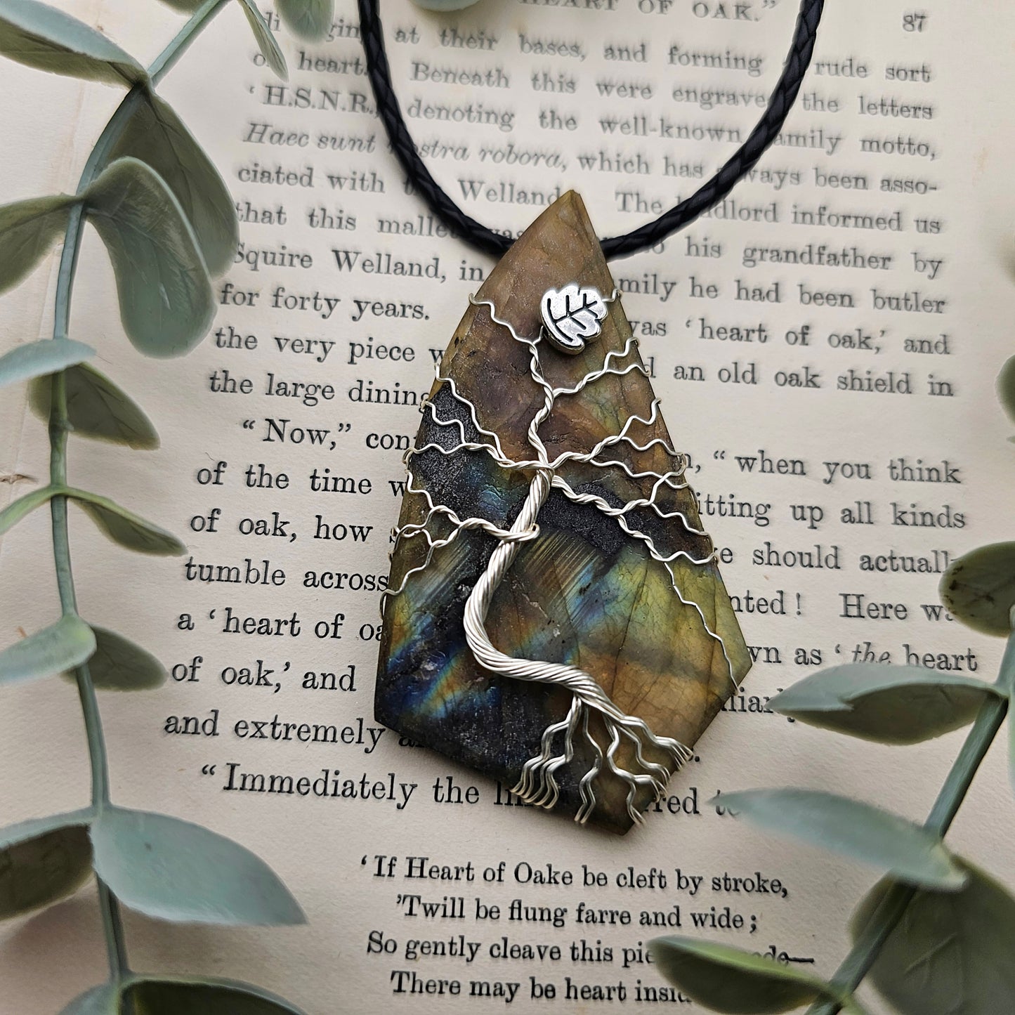 Labradorite Rough Slab Tree of Life Pendant | Jewelry Wire | Gemstone Necklace