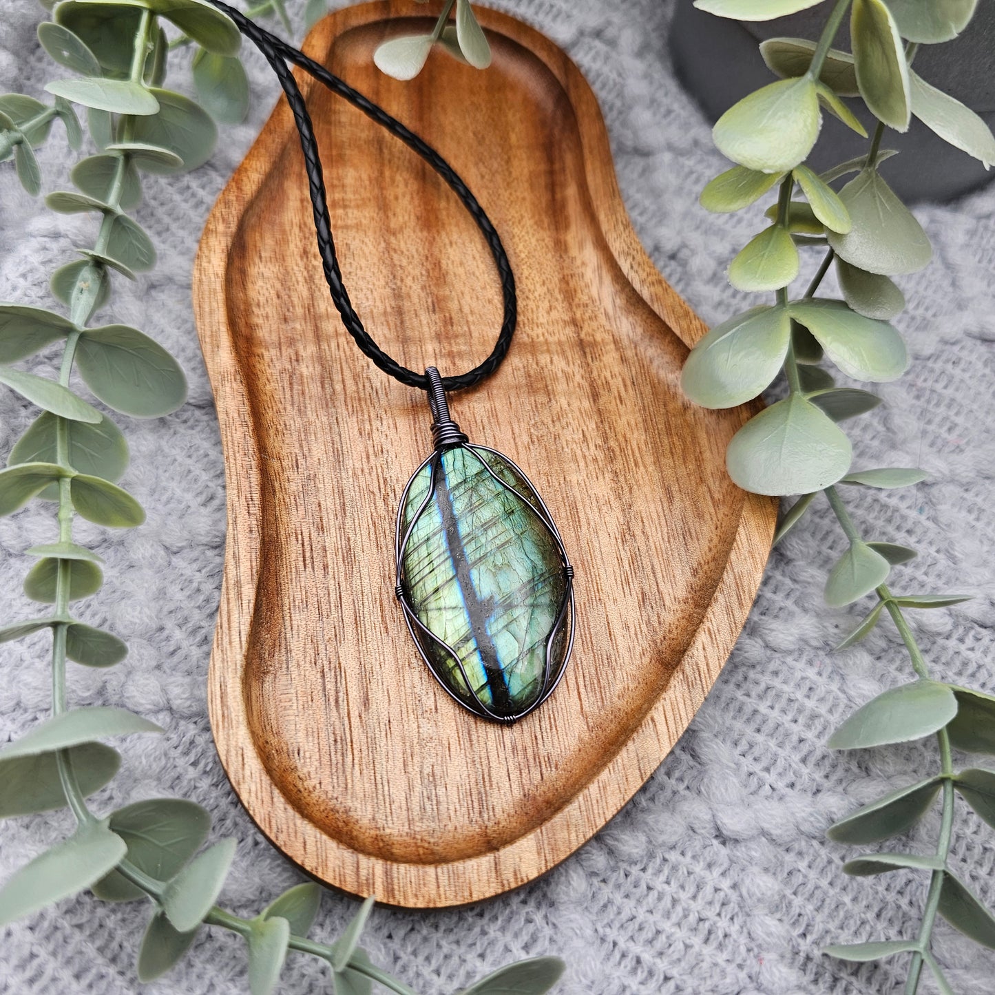 Labradorit Anhänger | Schmuckdraht | Edelstein Halskette