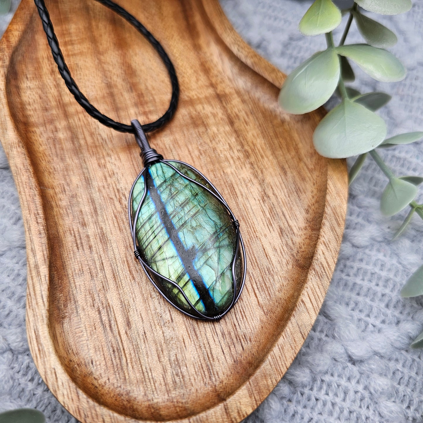 Labradorit Anhänger | Schmuckdraht | Edelstein Halskette