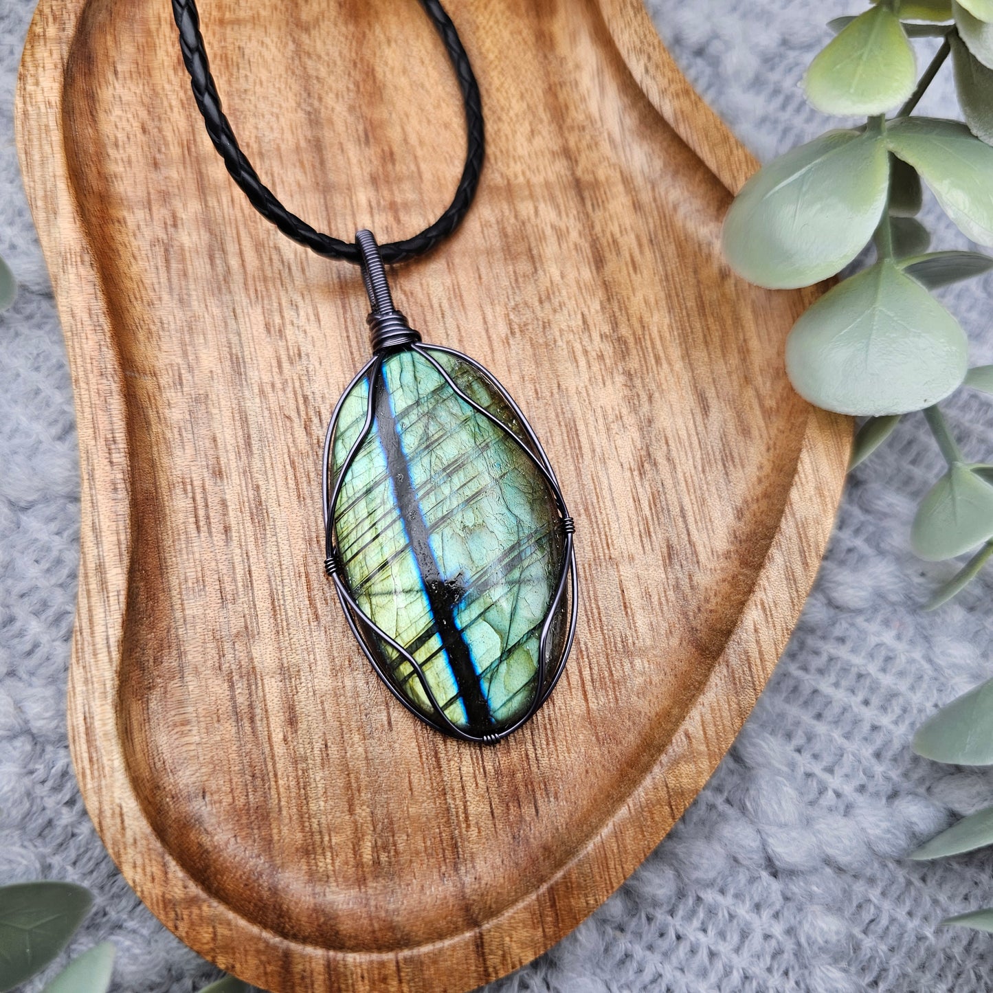 Labradorit Anhänger | Schmuckdraht | Edelstein Halskette