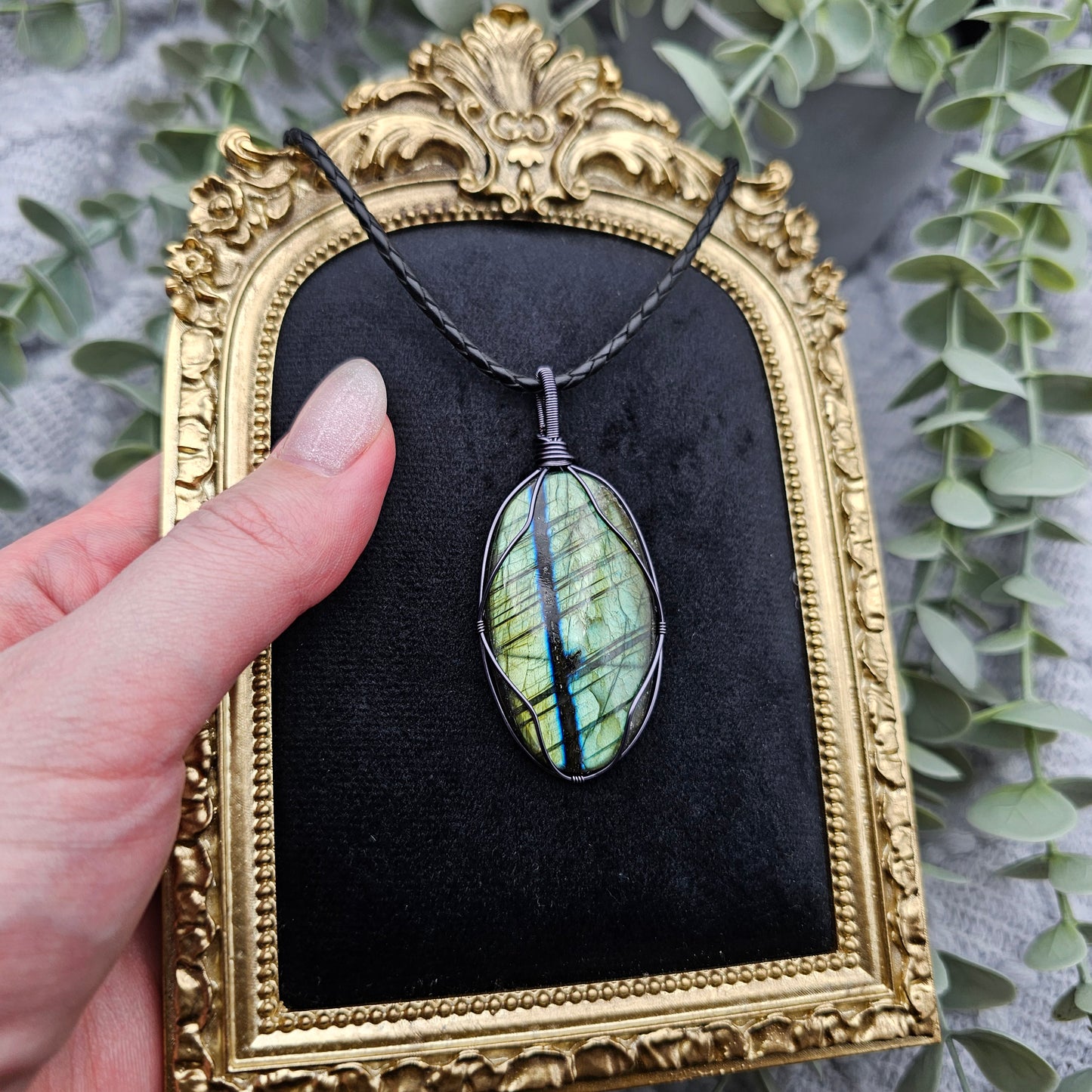 Labradorit Anhänger | Schmuckdraht | Edelstein Halskette