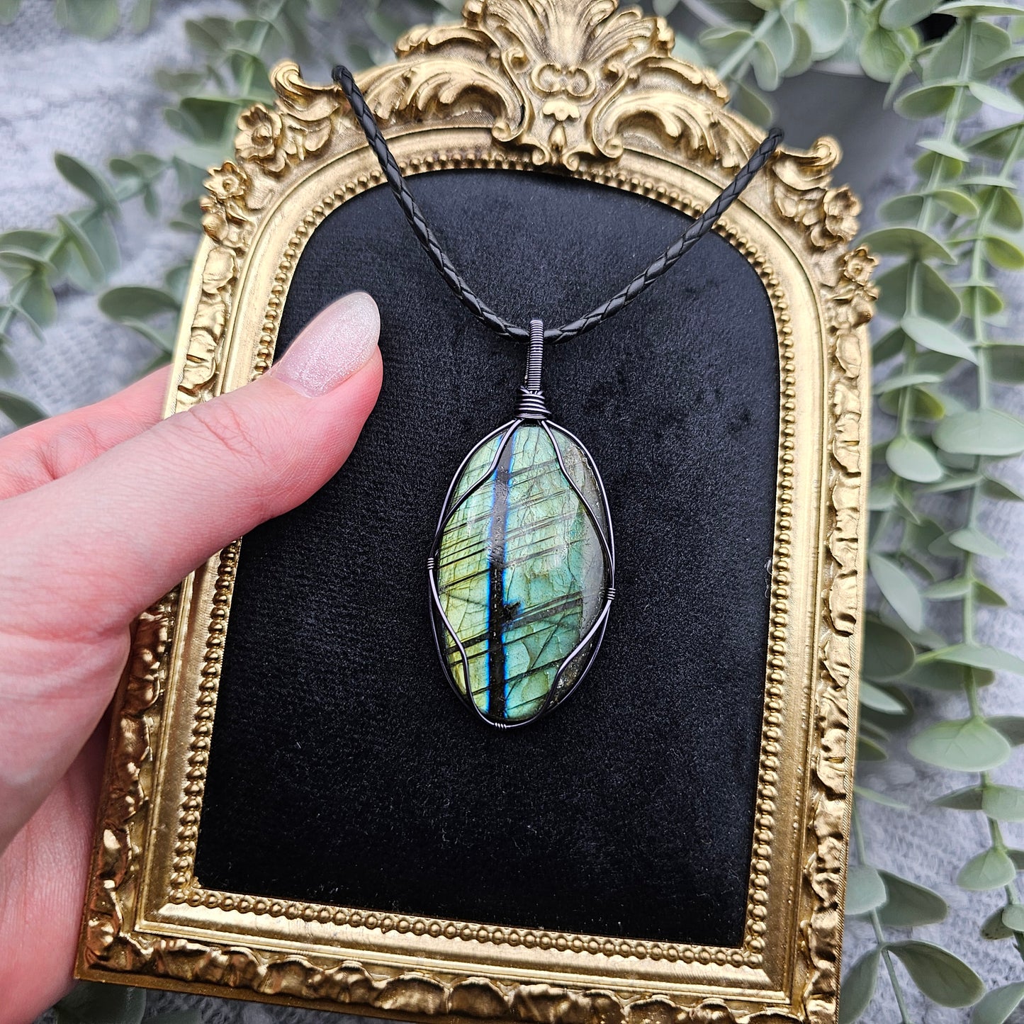 Labradorit Anhänger | Schmuckdraht | Edelstein Halskette