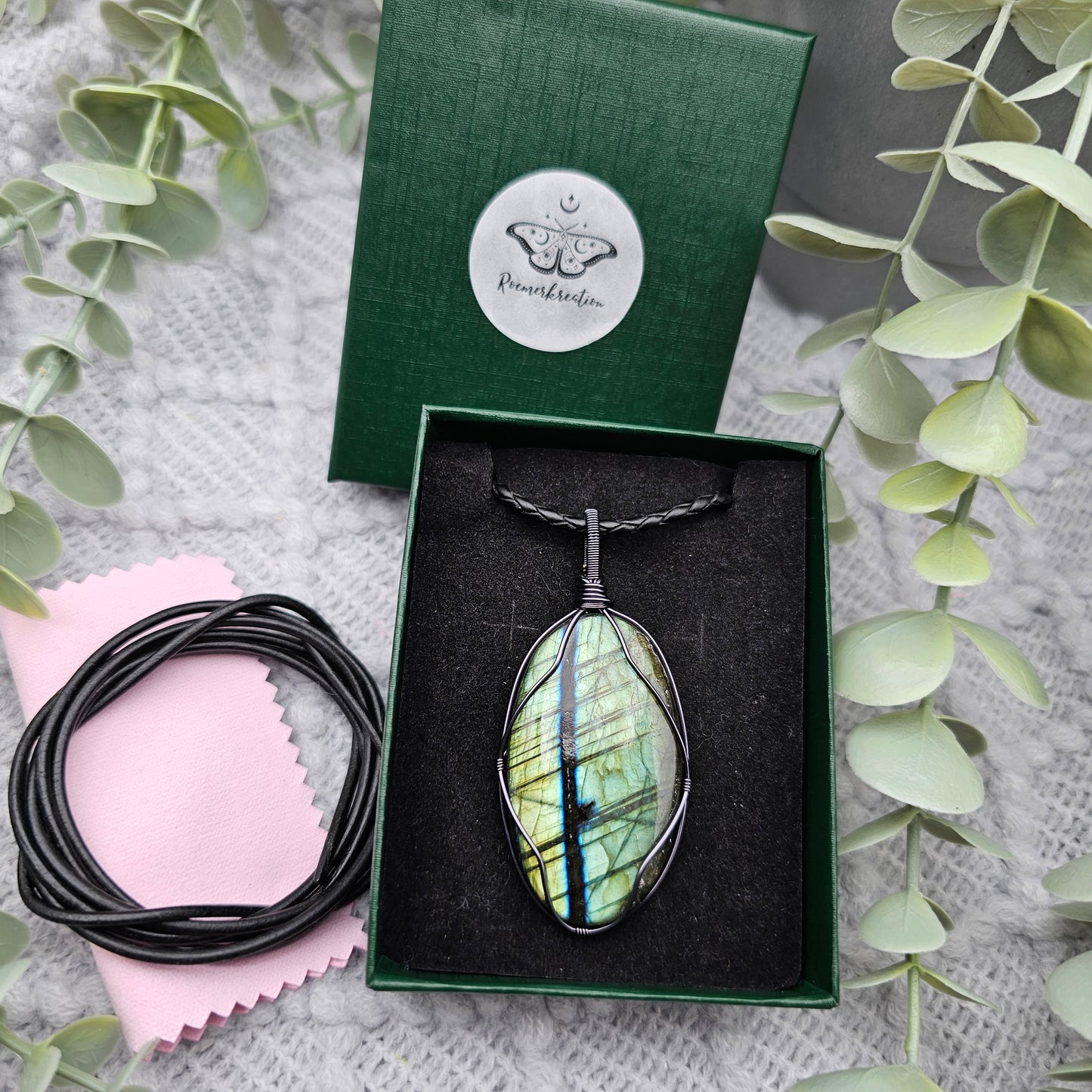 Labradorit Anhänger | Schmuckdraht | Edelstein Halskette