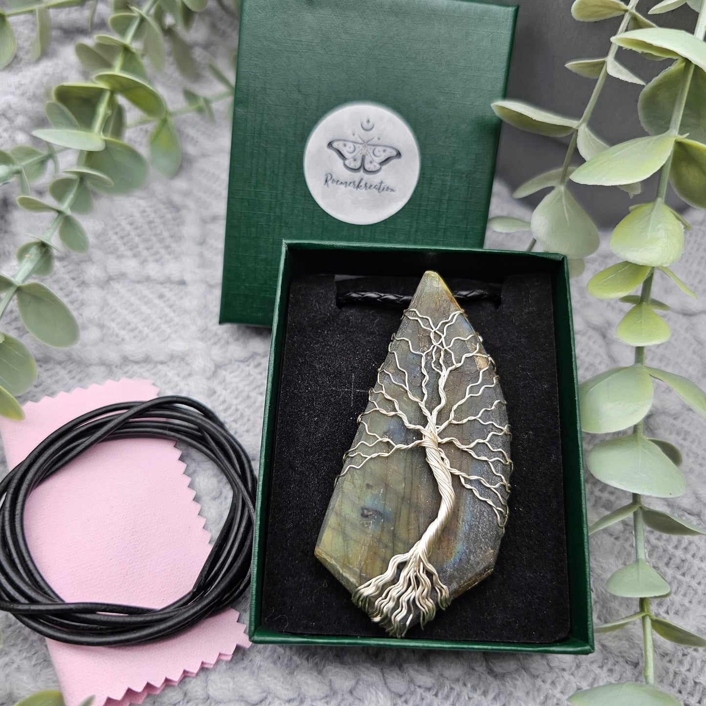 Labradorite Rough Slab Tree of Life Pendant | Jewelry Wire | Gemstone Necklace