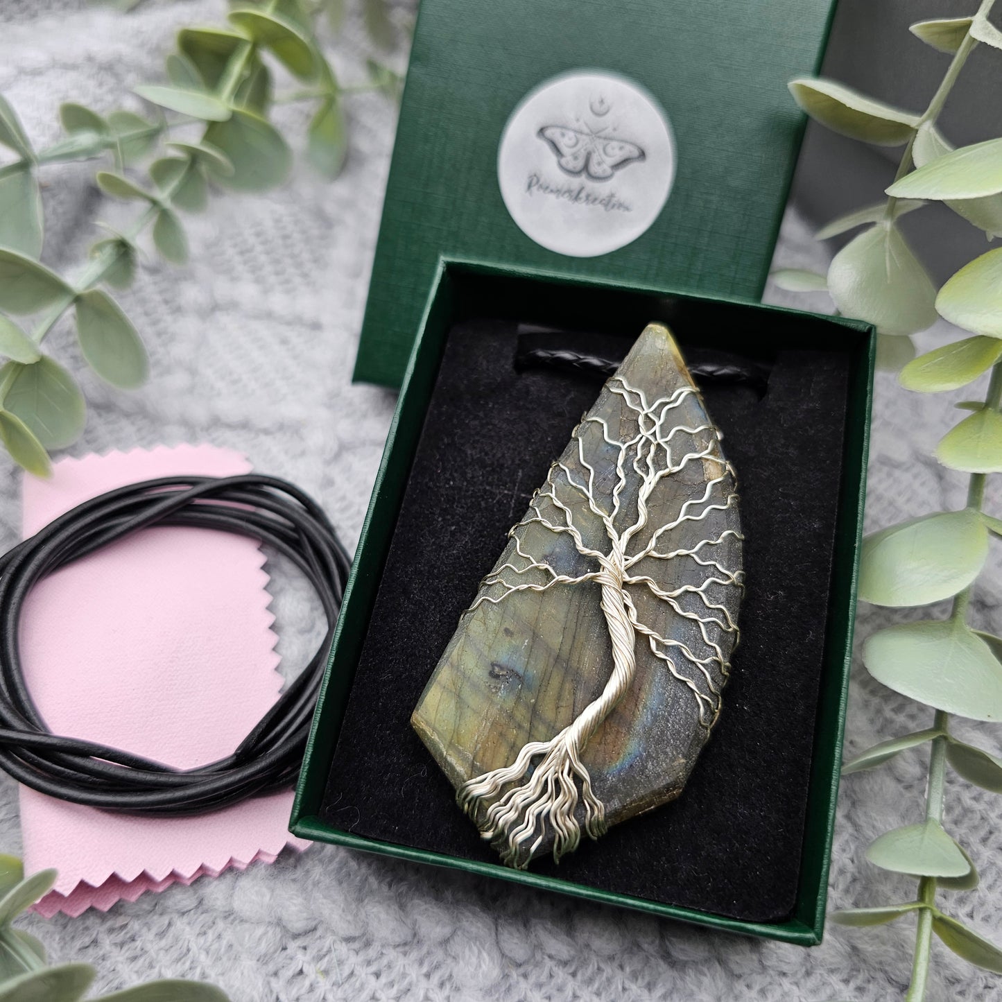 Labradorite Rough Slab Tree of Life Pendant | Jewelry Wire | Gemstone Necklace