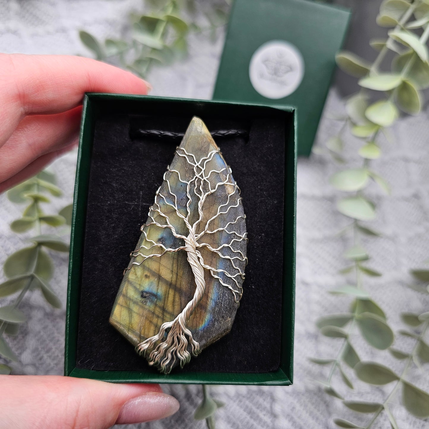 Labradorite Rough Slab Tree of Life Pendant | Jewelry Wire | Gemstone Necklace