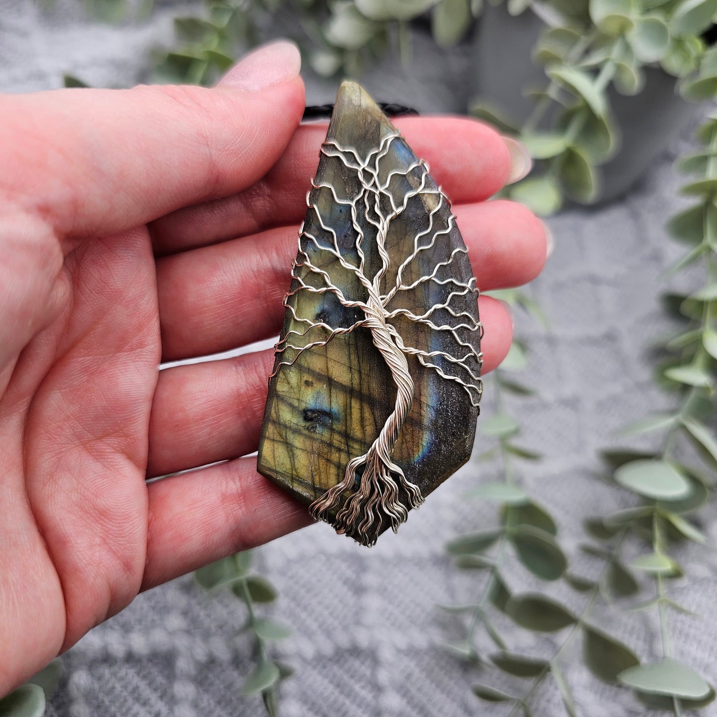 Labradorite Rough Slab Tree of Life Pendant | Jewelry Wire | Gemstone Necklace
