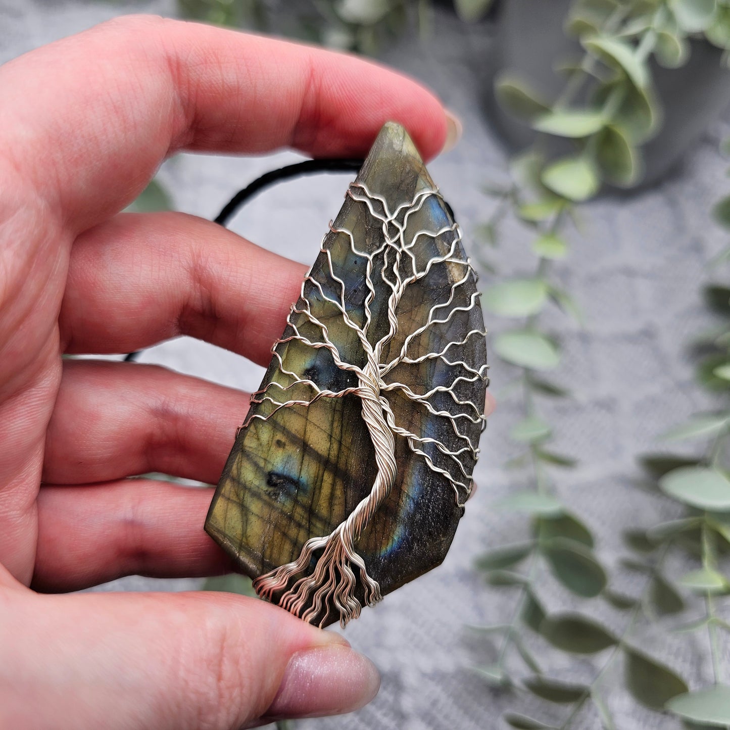 Labradorite Rough Slab Tree of Life Pendant | Jewelry Wire | Gemstone Necklace